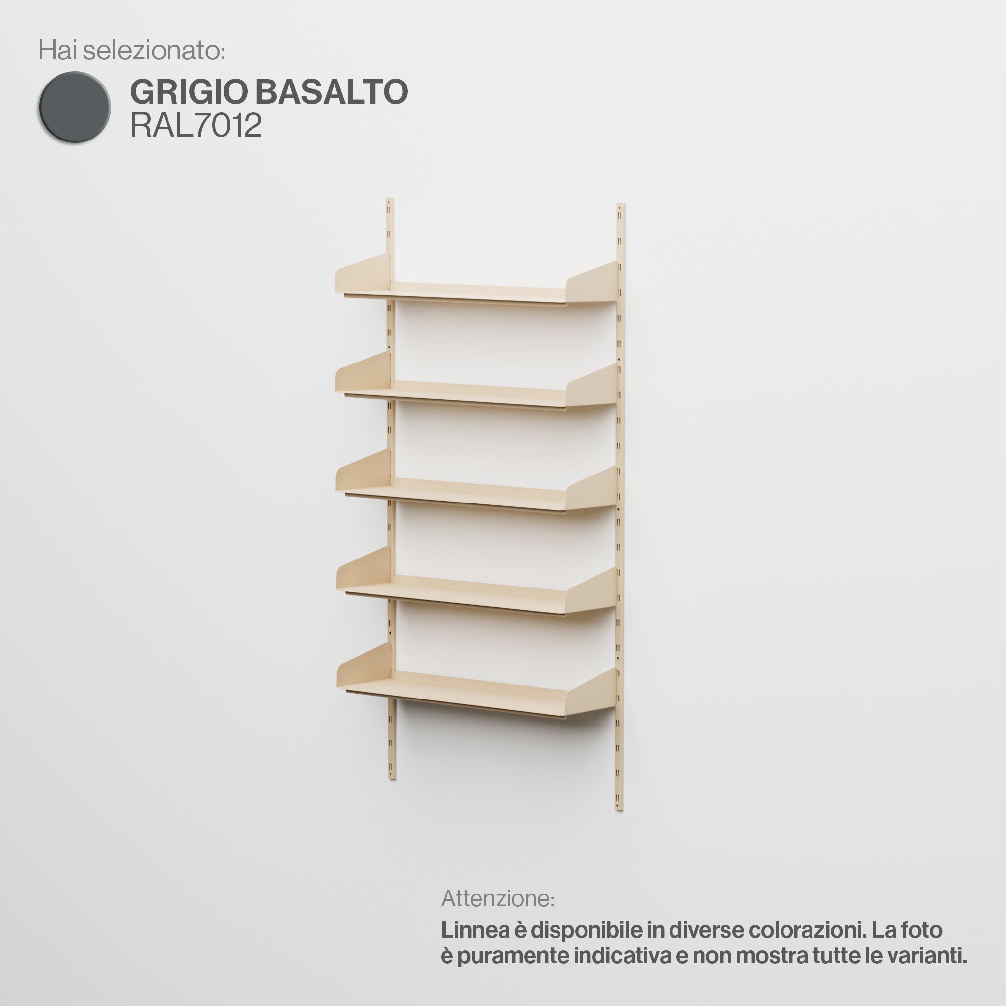 Linnea – Modulares Wandsystem (5 x 90 cm Regale, Einzelspannweite) – Basaltgrau (RAL7012)