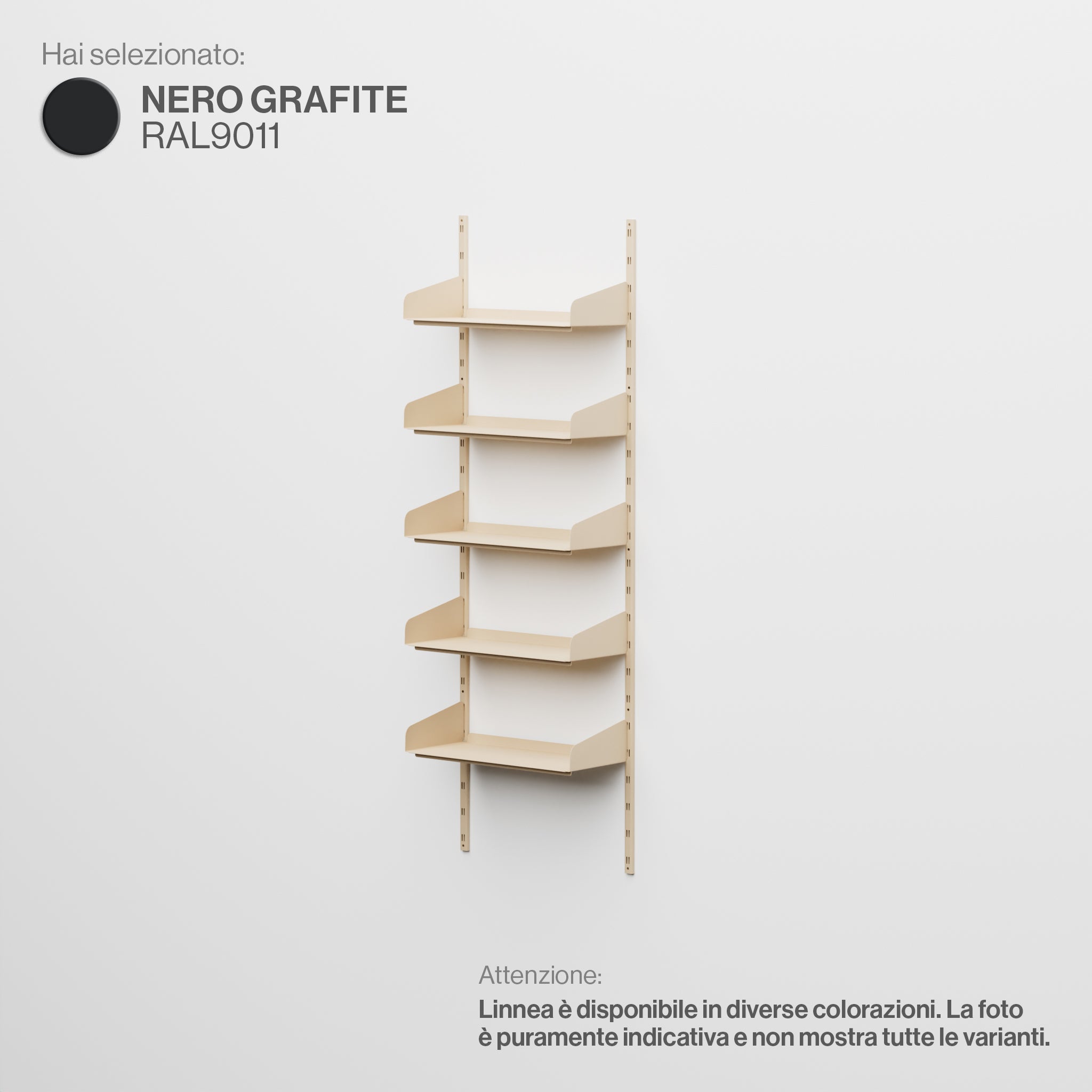 Linnea – Modulares Wandsystem (5 x 60 cm Regale, Einzelspannweite) – Graphitschwarz (RAL9011)