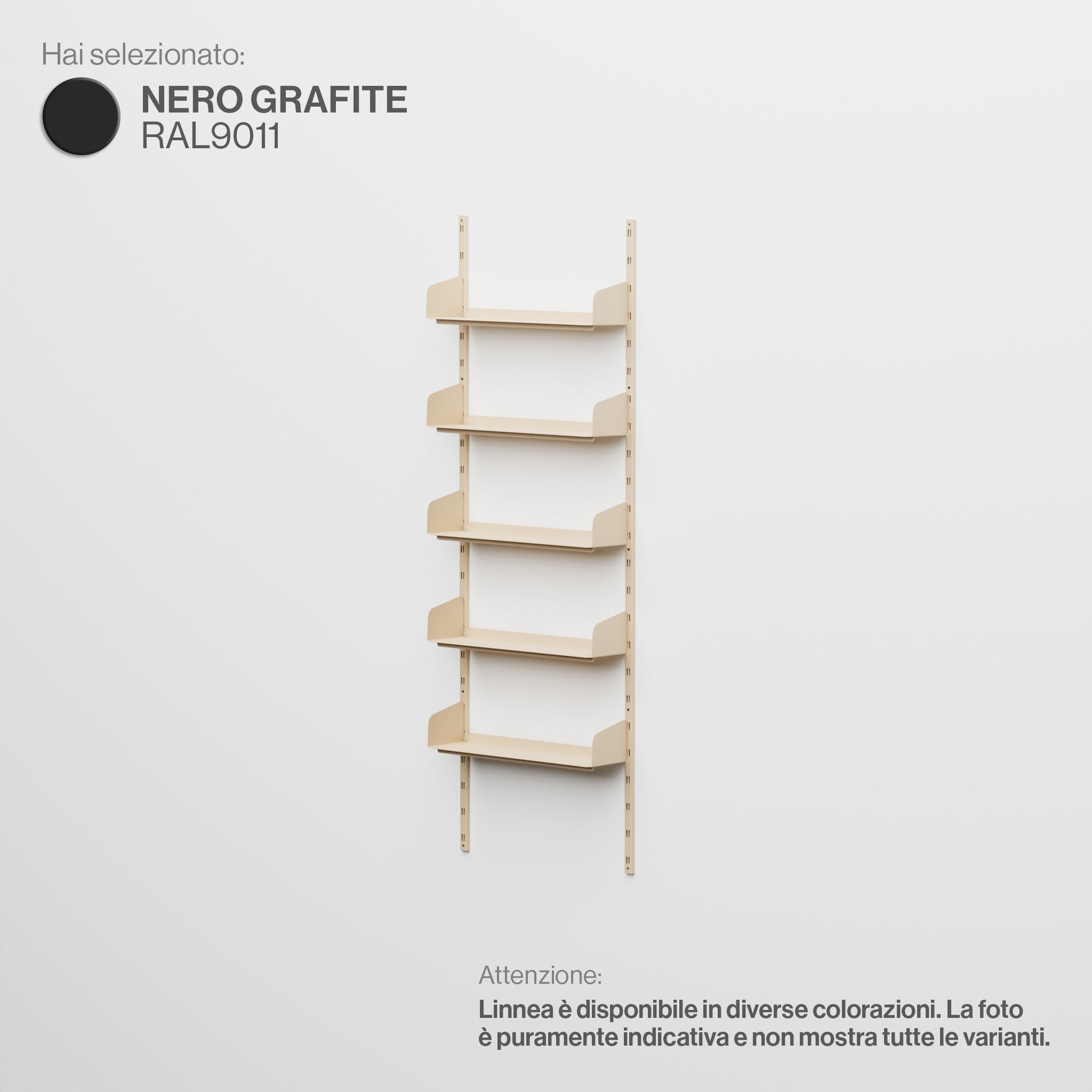 Linnea – Modulares Wandsystem (5 x 60 cm Regale, Einzelspannweite) – Graphitschwarz (RAL9011)