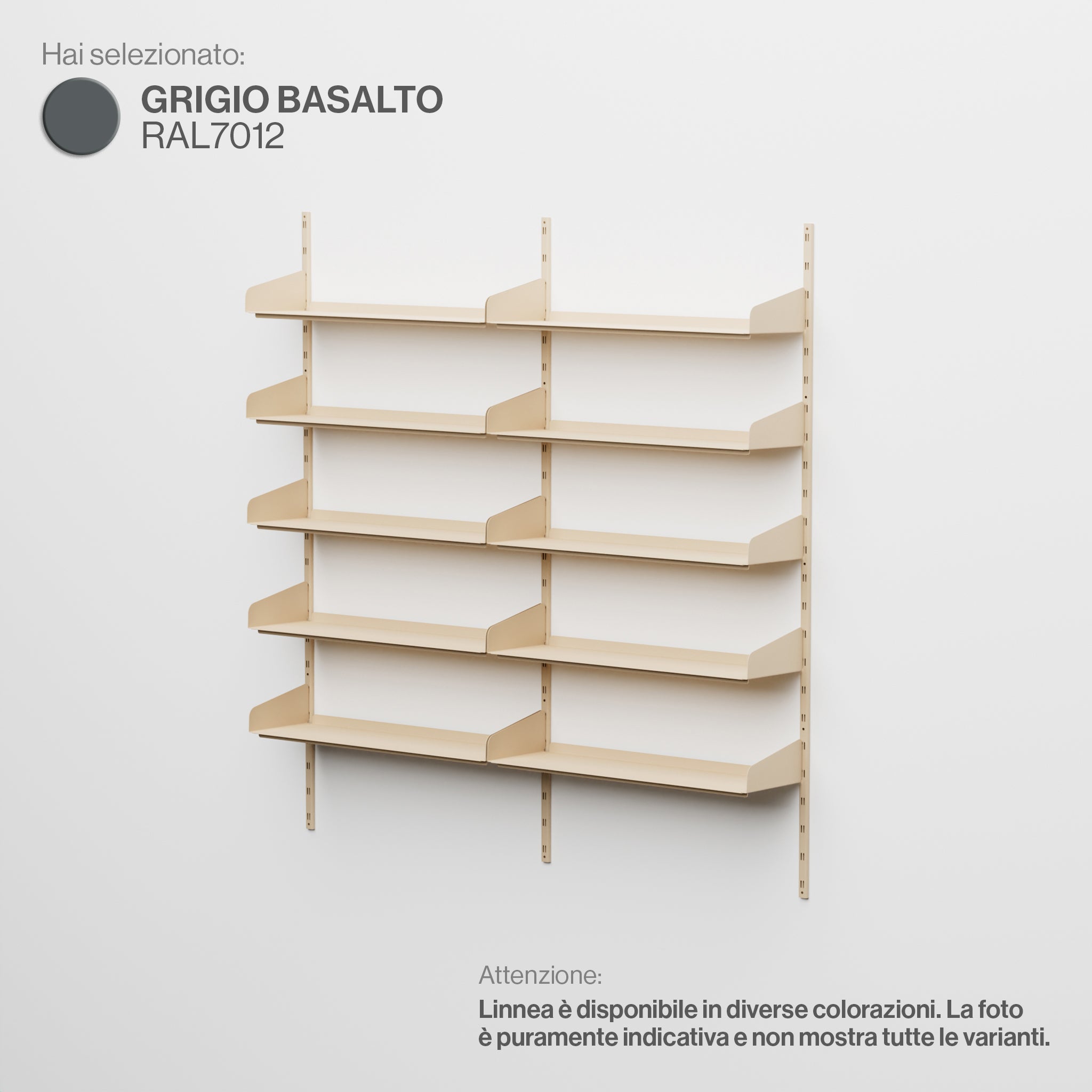 Linnea - Modular Wall System (5 x 90cm Shelves, Double Span) - Basalt Grey (RAL7012)