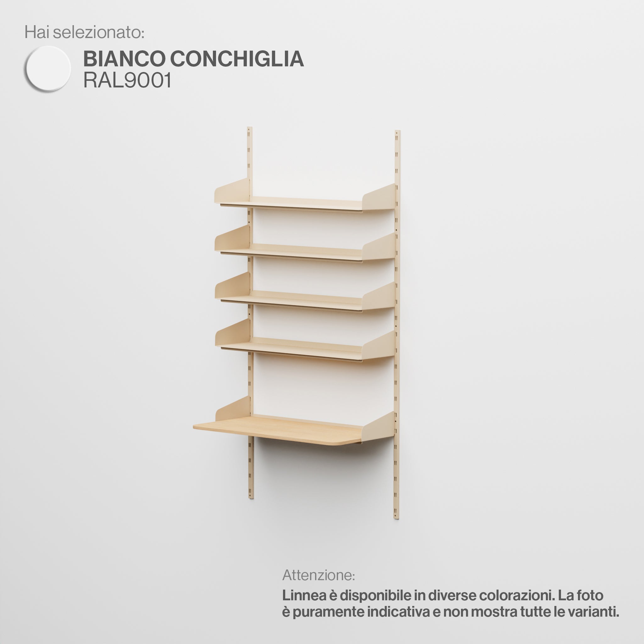 Linnea - Home Office Wall System (4 Shelves & Hanging Desk) - Shell White