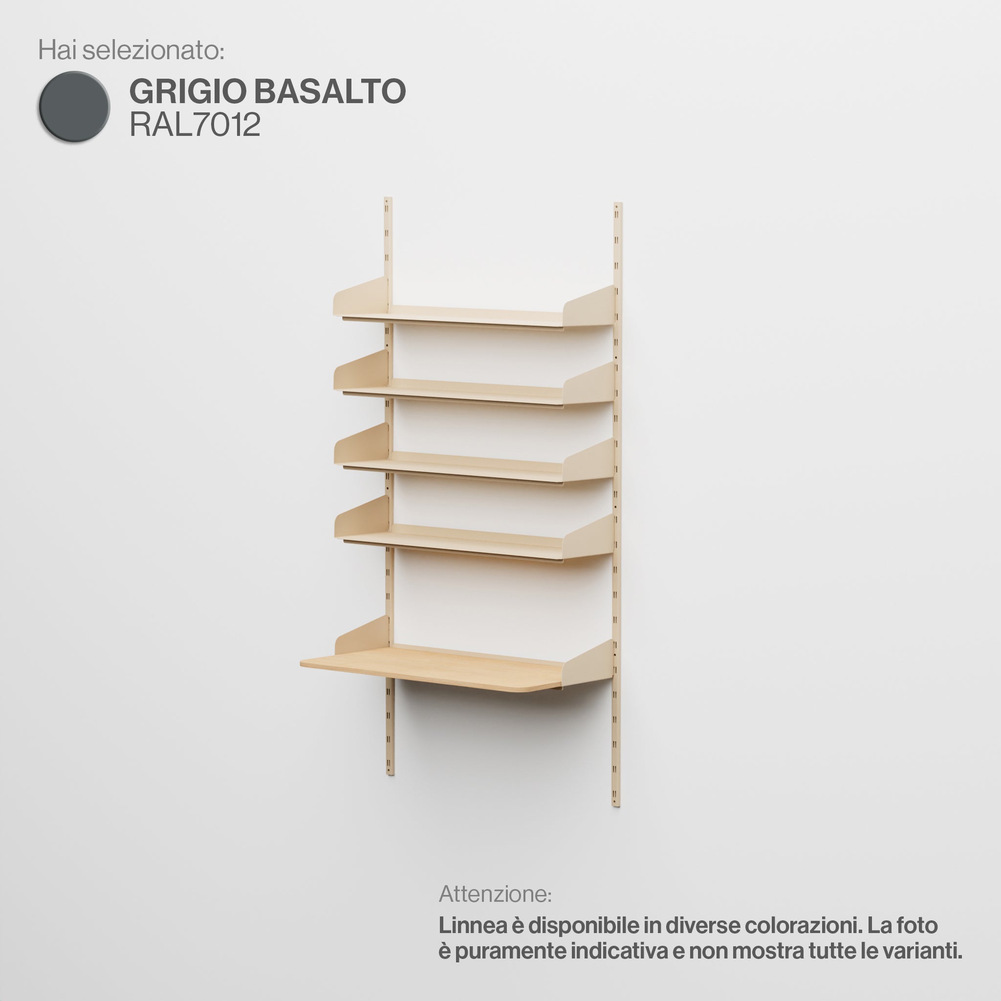 Linnea - Home Office Wall System (4 Shelves & Hanging Desk) - Basalt Grey