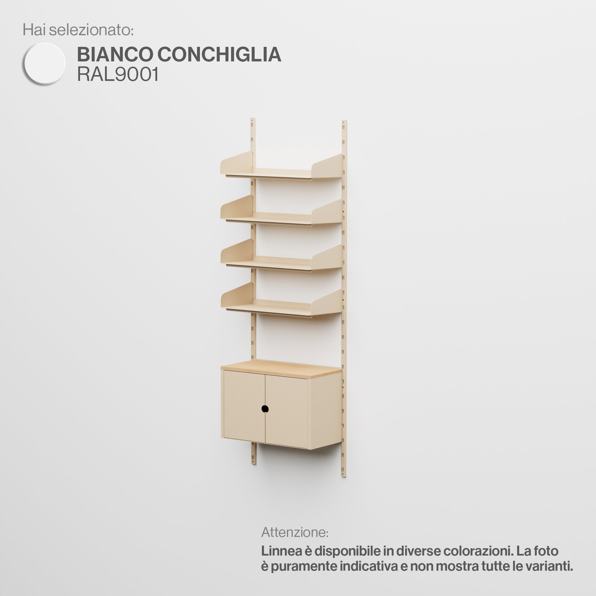 Linnea – Modulares Wandsystem – 4 x 60 cm Regale und Aufbewahrungsmodule, einteilig – Muschelweiß (RAL9001)