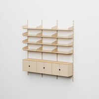 Linnea - Sistema Modulare a Parete - 4 Mensole 60 cm e Moduli Contenitore, Campata Tripla - Beige Luxor (COD01183)