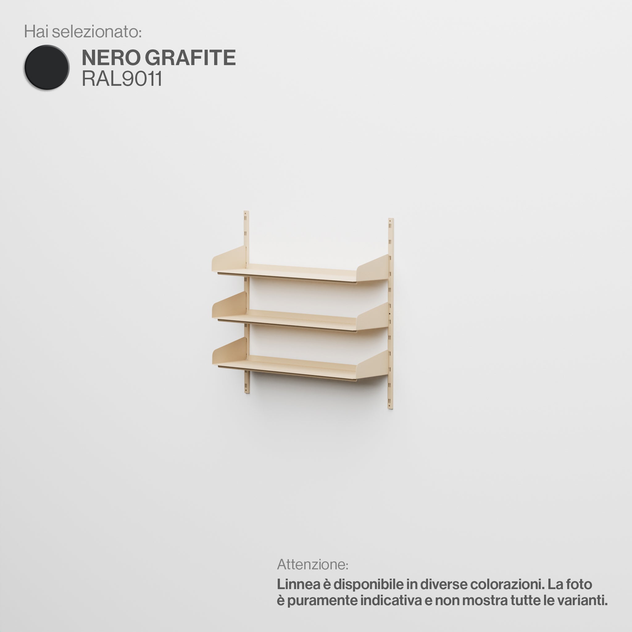 Linnea - Modular Wall System (3 x 90cm Shelves, Single Span) - Graphite Black (RAL9011)