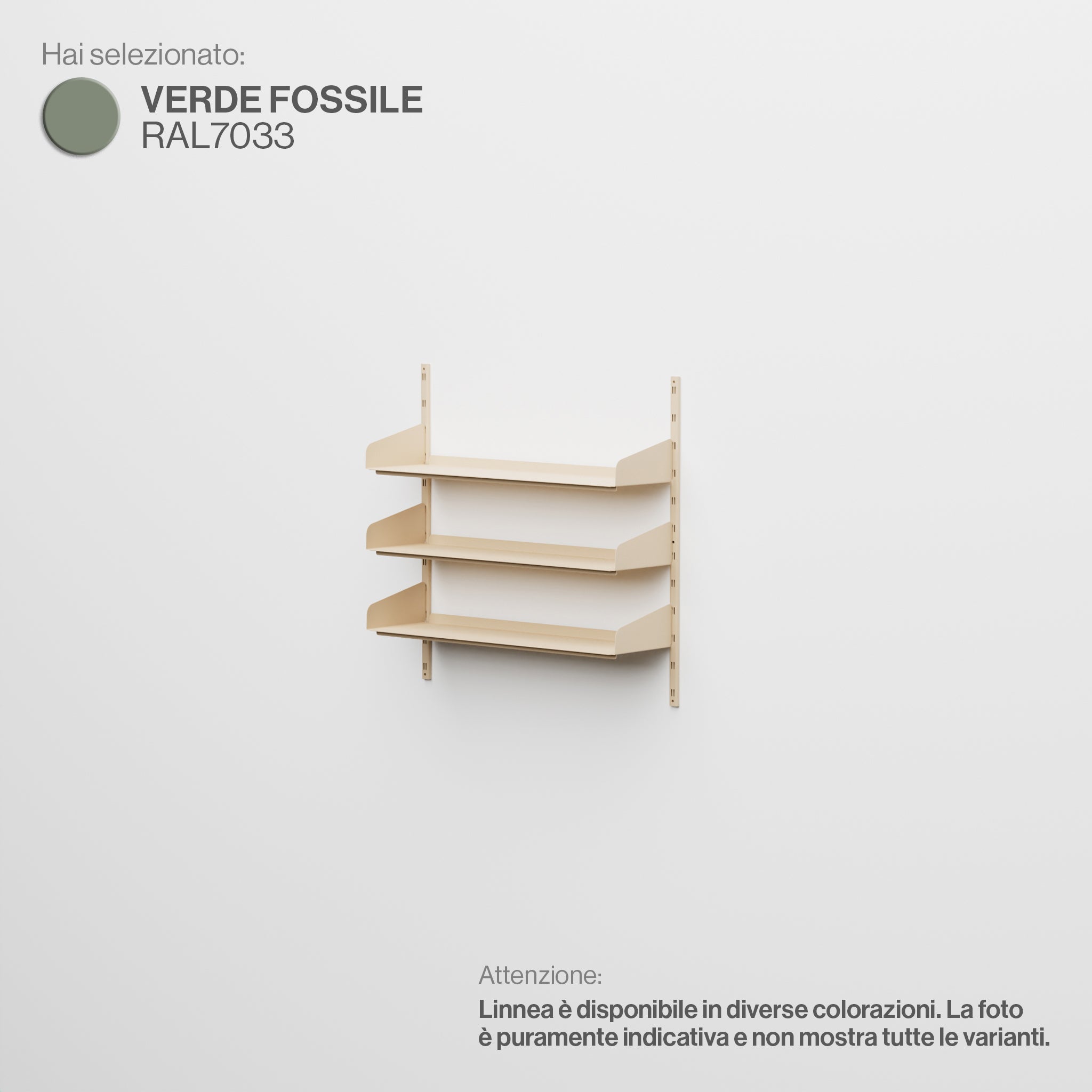 Linnea - Modular Wall System (3 x 90cm Shelves, Single Span) - Fossil Green (RAL7033)