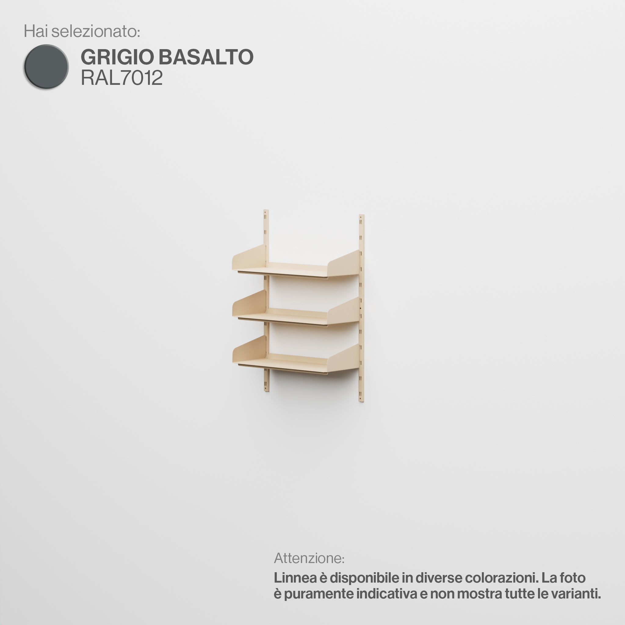 Linnea - Modular Wall System (3 x 60cm Shelves, Single Span) - Basalt Grey (RAL7012)