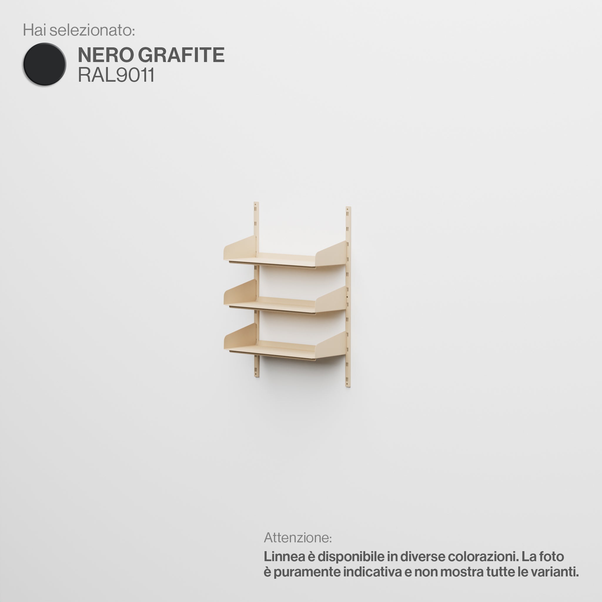 Linnea - Modular Wall System (3 x 60cm Shelves, Single Span) - Graphite Black (RAL9011)