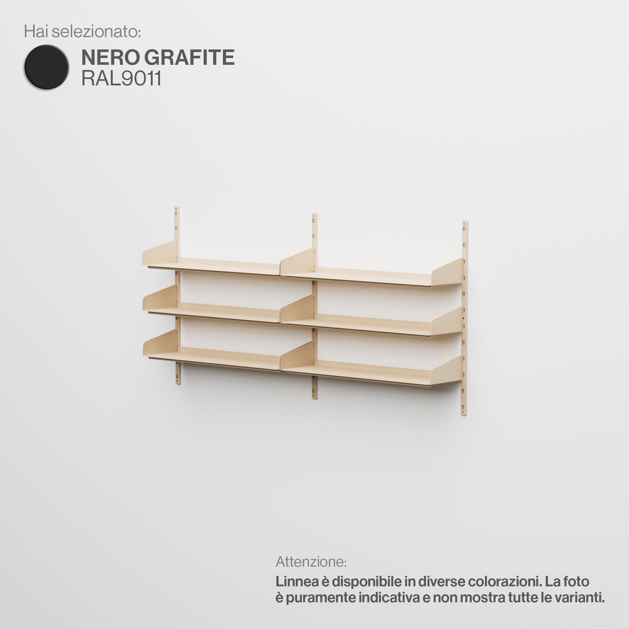 Linnea - Modular Wall System (3 x 90cm Shelves, Double Span) - Graphite Black (RAL9011)