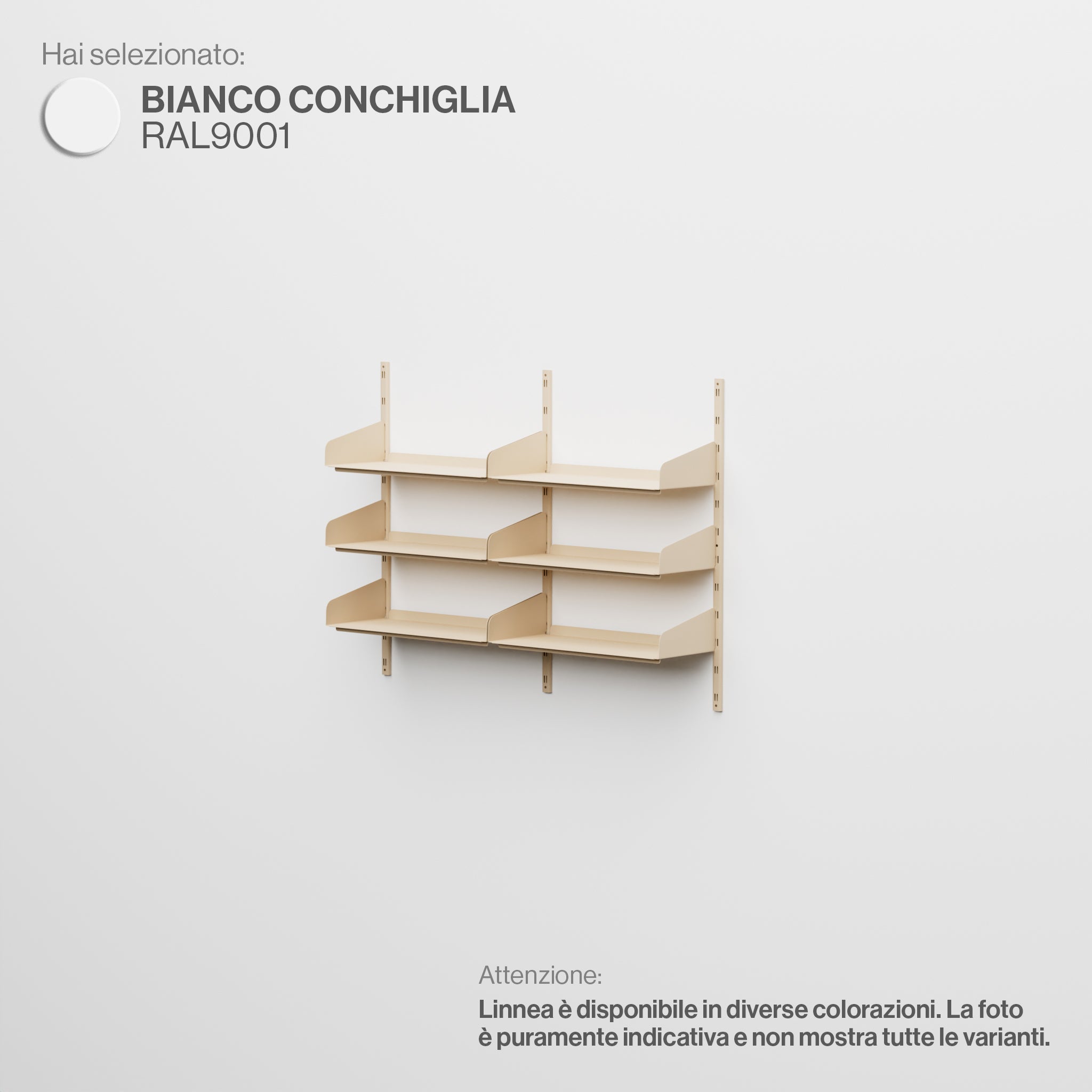 Linnea - Modular Wall System (3 x 60cm Shelves, Double Span) - Shell White (RAL9001)