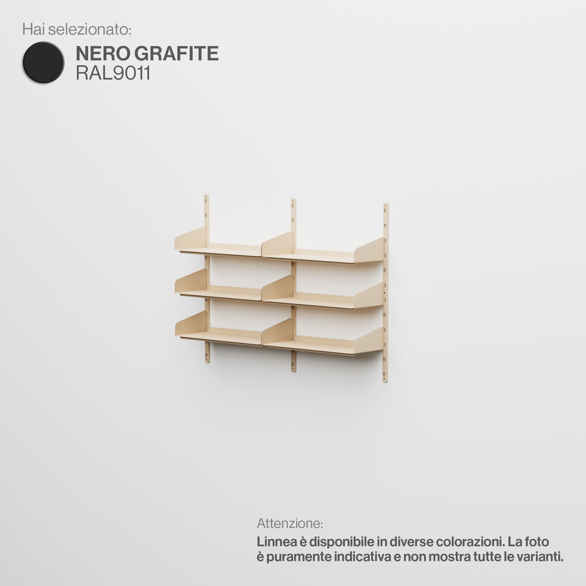 Linnea - Modular Wall System (3 x 60cm Shelves, Double Span) - Graphite Black (RAL9011)