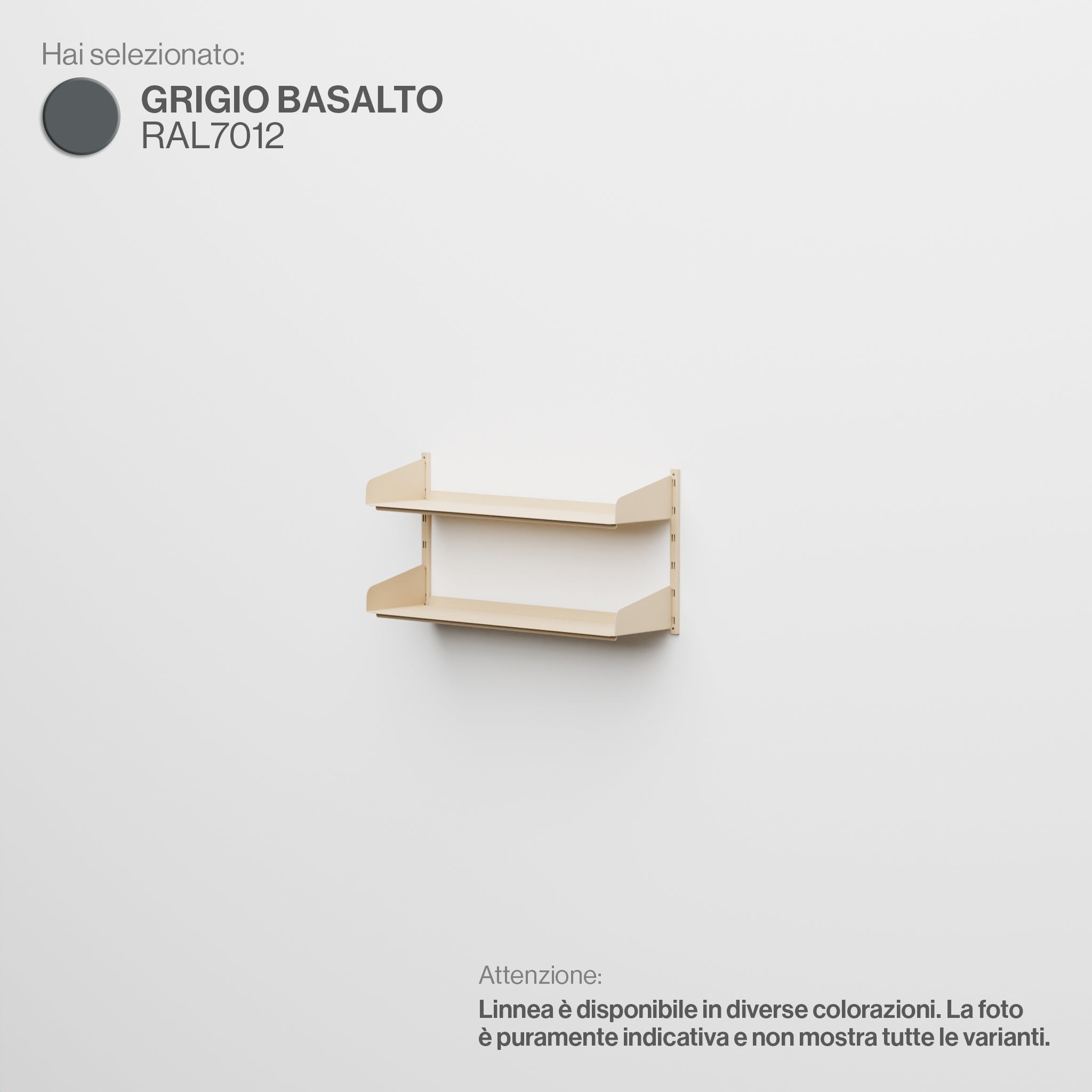 Linnea - Sistema Modulare a Parete (2 mensole da 90 cm, campata singola) - Grigio Basalto (RAL7012)