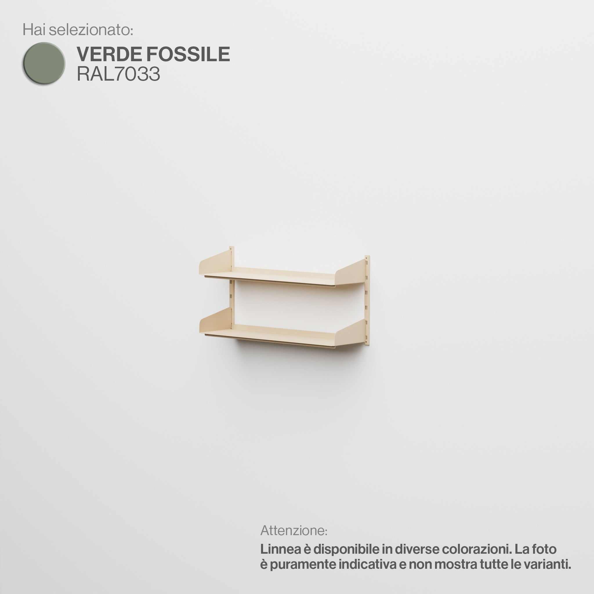 Linnea - Modular Wall System (2 x 90cm Shelves, Single Span) - Fossil Green (RAL7033)