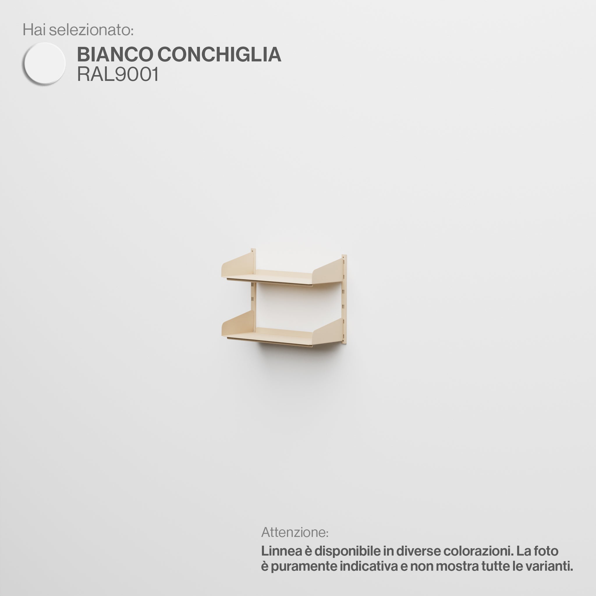 Linnea - Modular Wall System (2 x 60cm Shelves, Single Span) - Shell White (RAL9001)