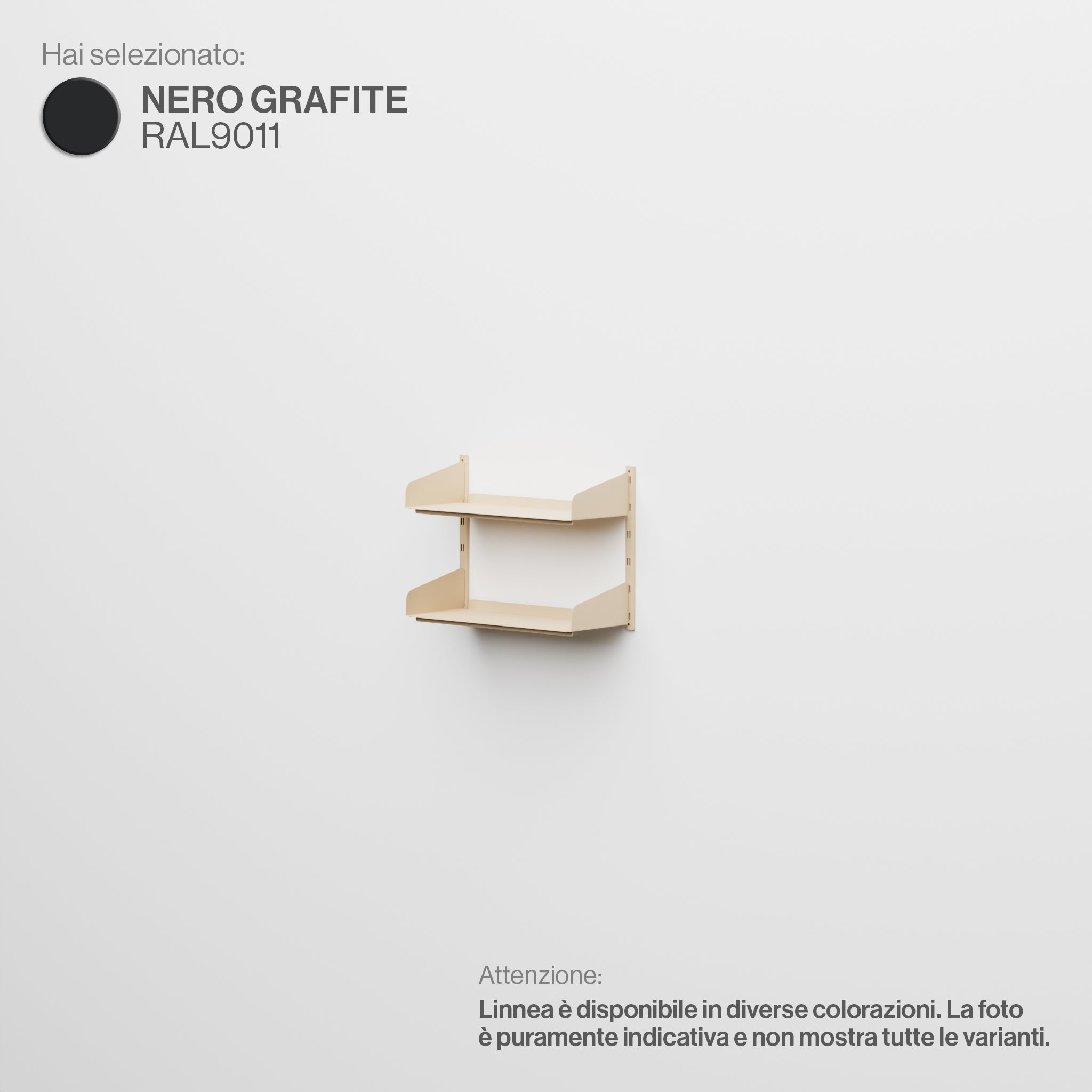 Linnea - Modular Wall System (2 x 60cm Shelves, Single Span) - Graphite Black (RAL9011)