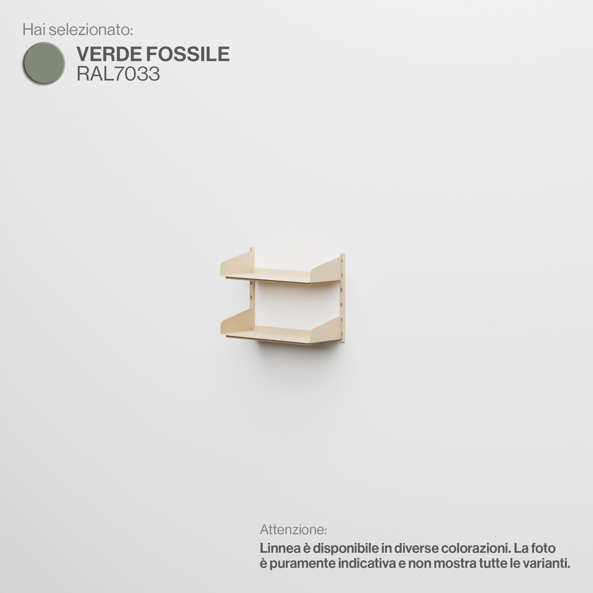 Linnea - Modular Wall System (2 x 60cm Shelves, Single Span) - Fossil Green (RAL7033)