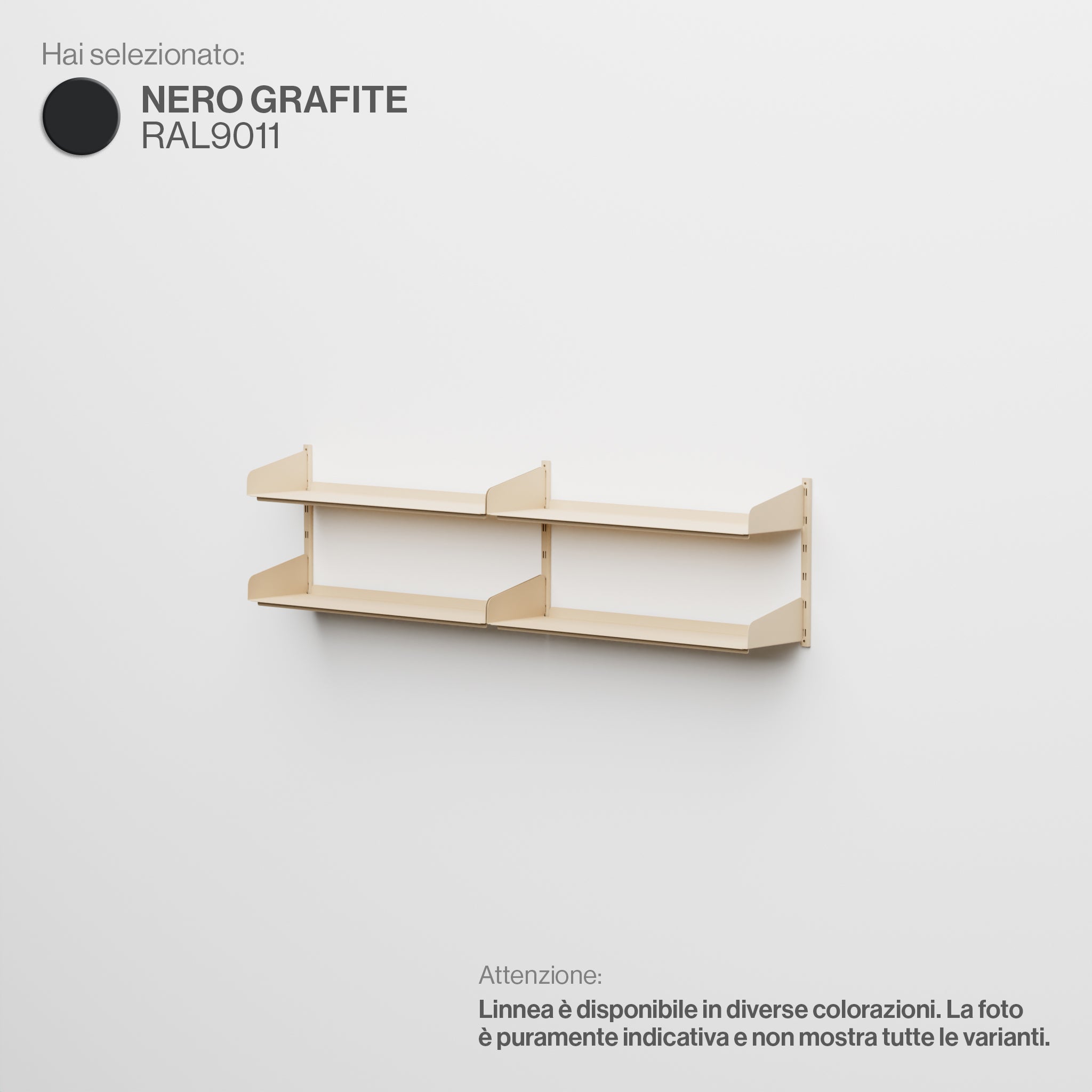 Linnea – Modulares Wandsystem (2 x 90 cm Regale, Doppelspannweite) – Graphitschwarz (RAL9011)