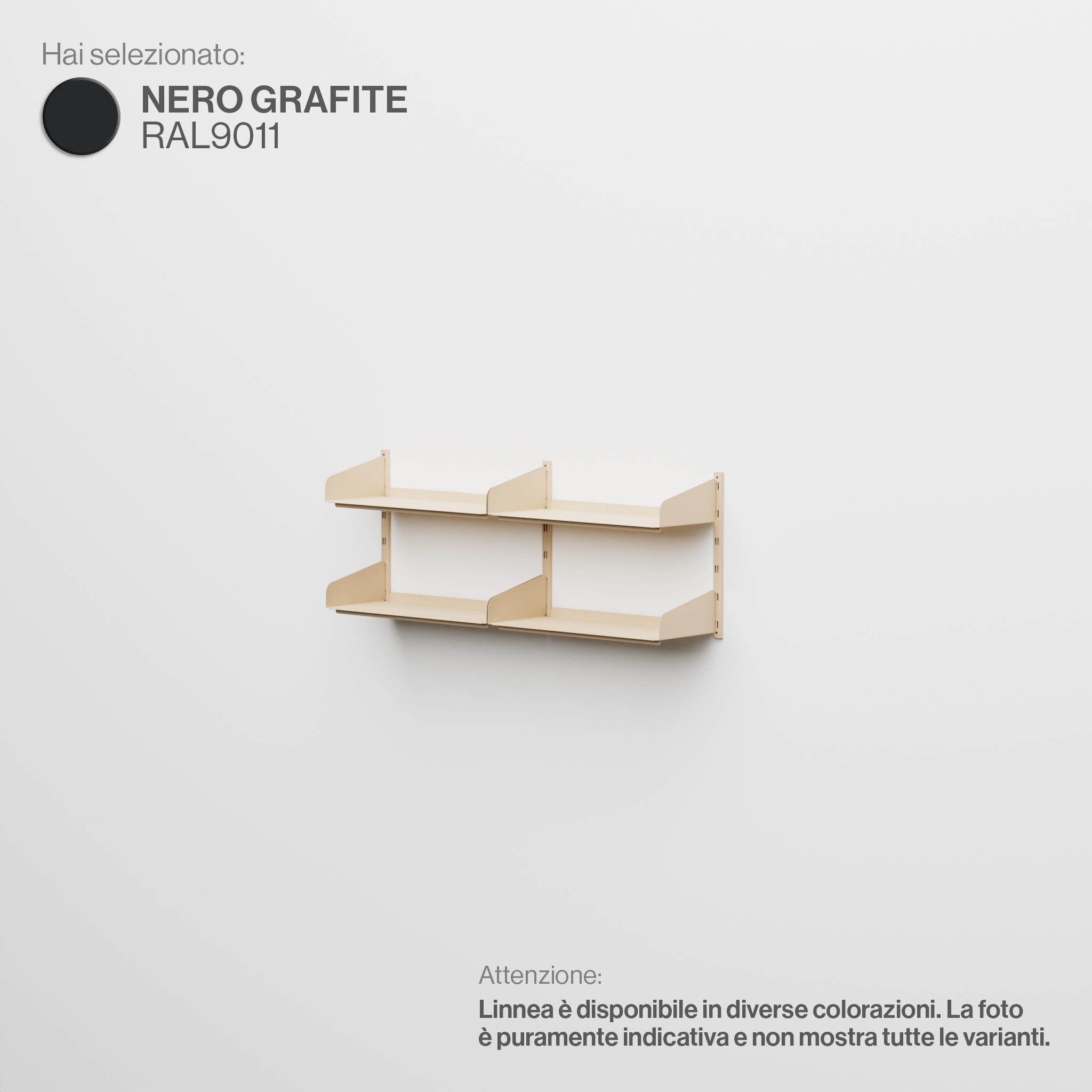 Linnea - Modular Wall System (2 x 60cm Shelves, Double Span) - Graphite Black (RAL9011)