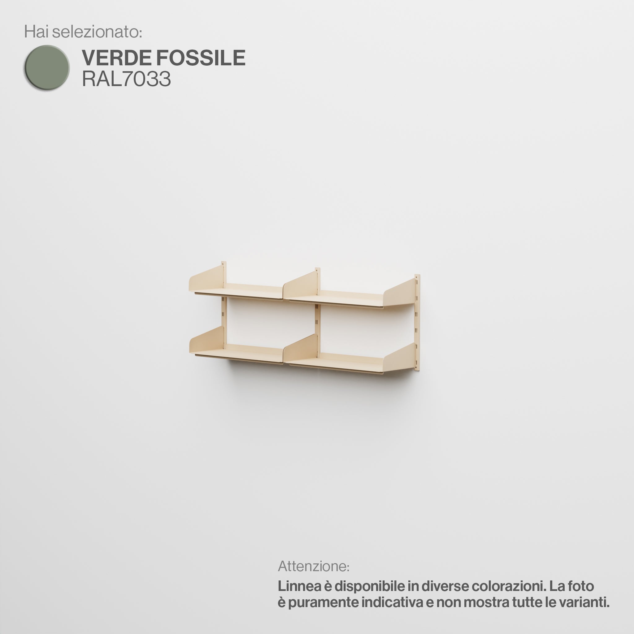 Linnea - Modular Wall System (2 x 60cm Shelves, Double Span) - Fossil Green (RAL7033)