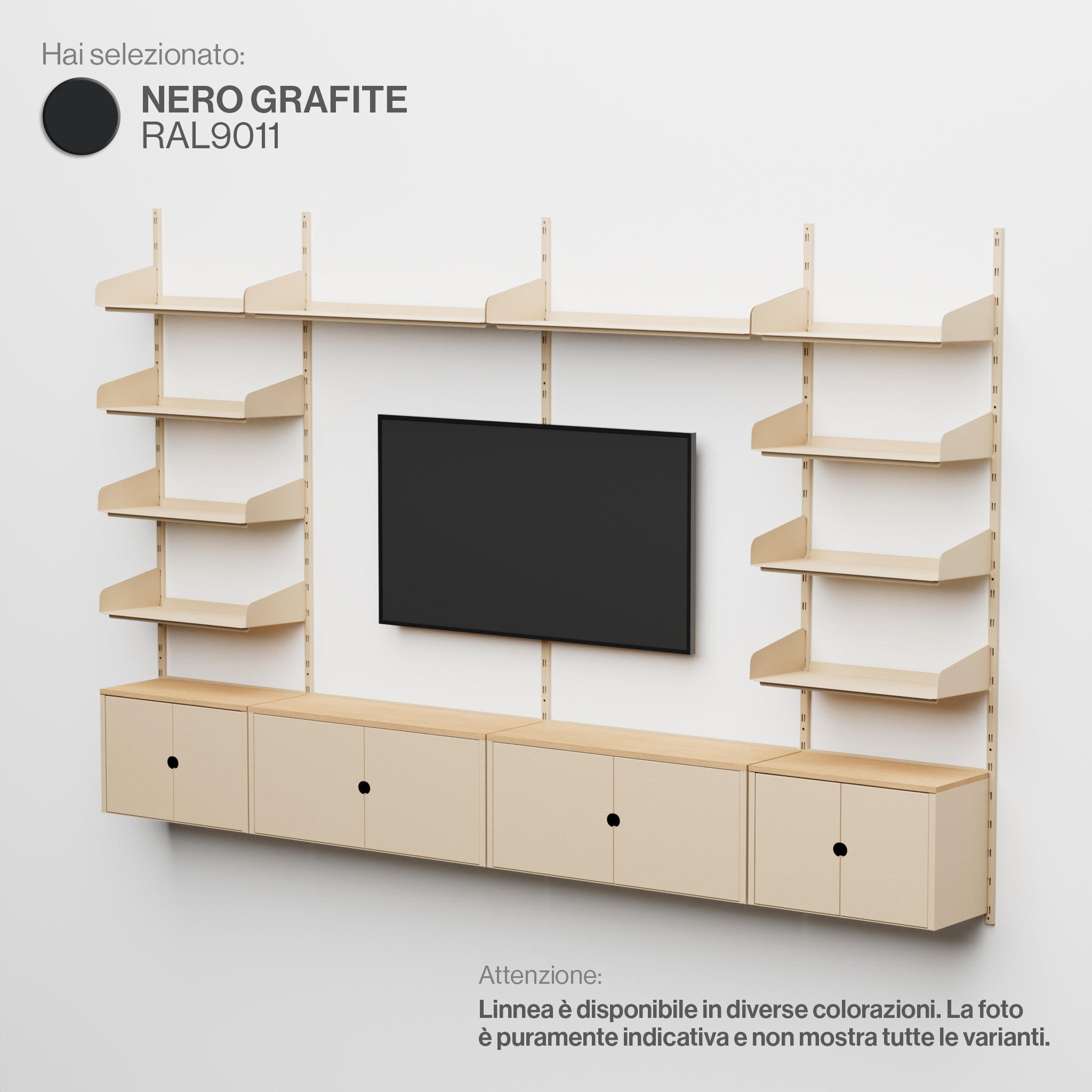 Linnea - Wall System with TV Stand - Graphite Black