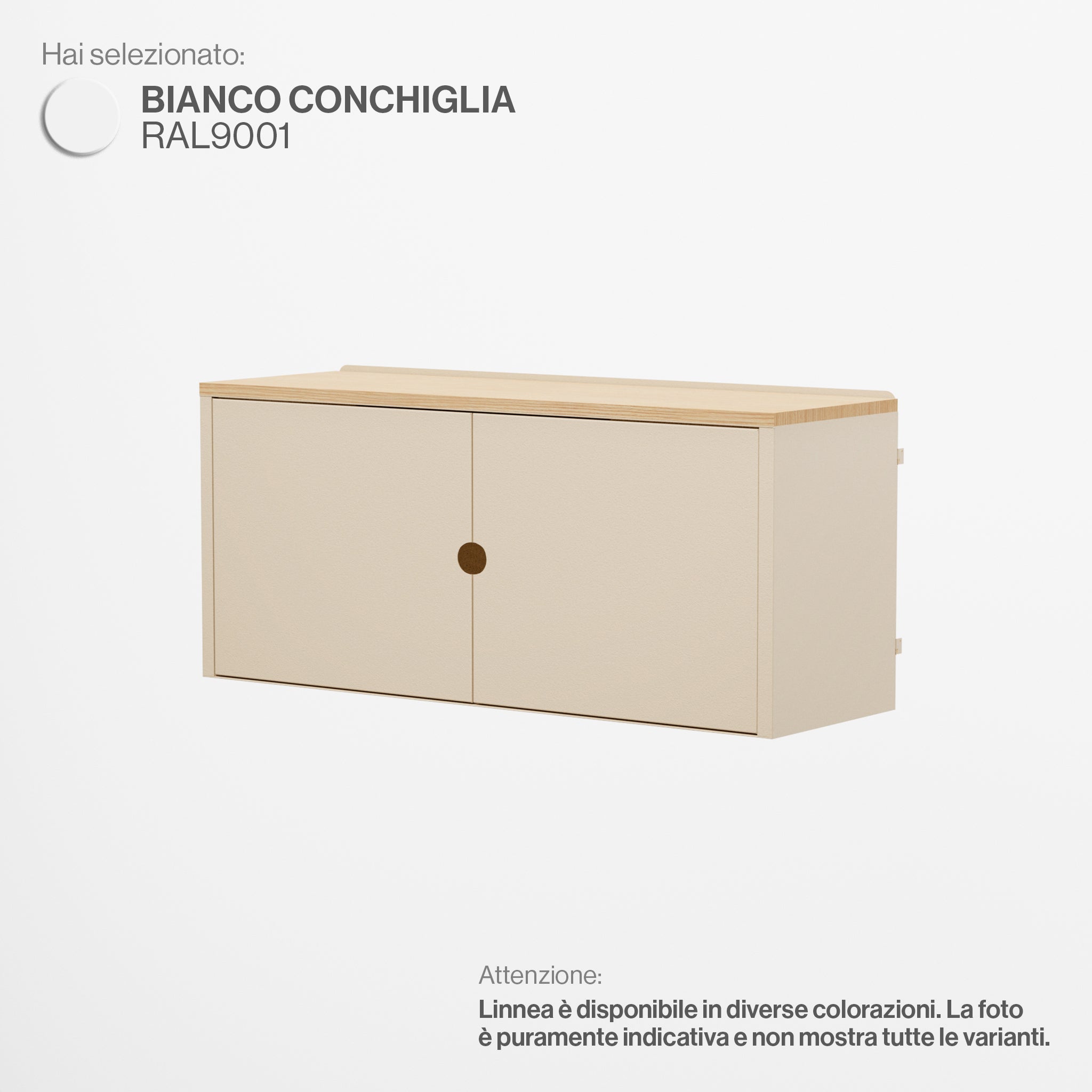 Linnea - Modulo Contenitore Appeso con Ante, Larghezza 90 cm - Bianco Conchiglia