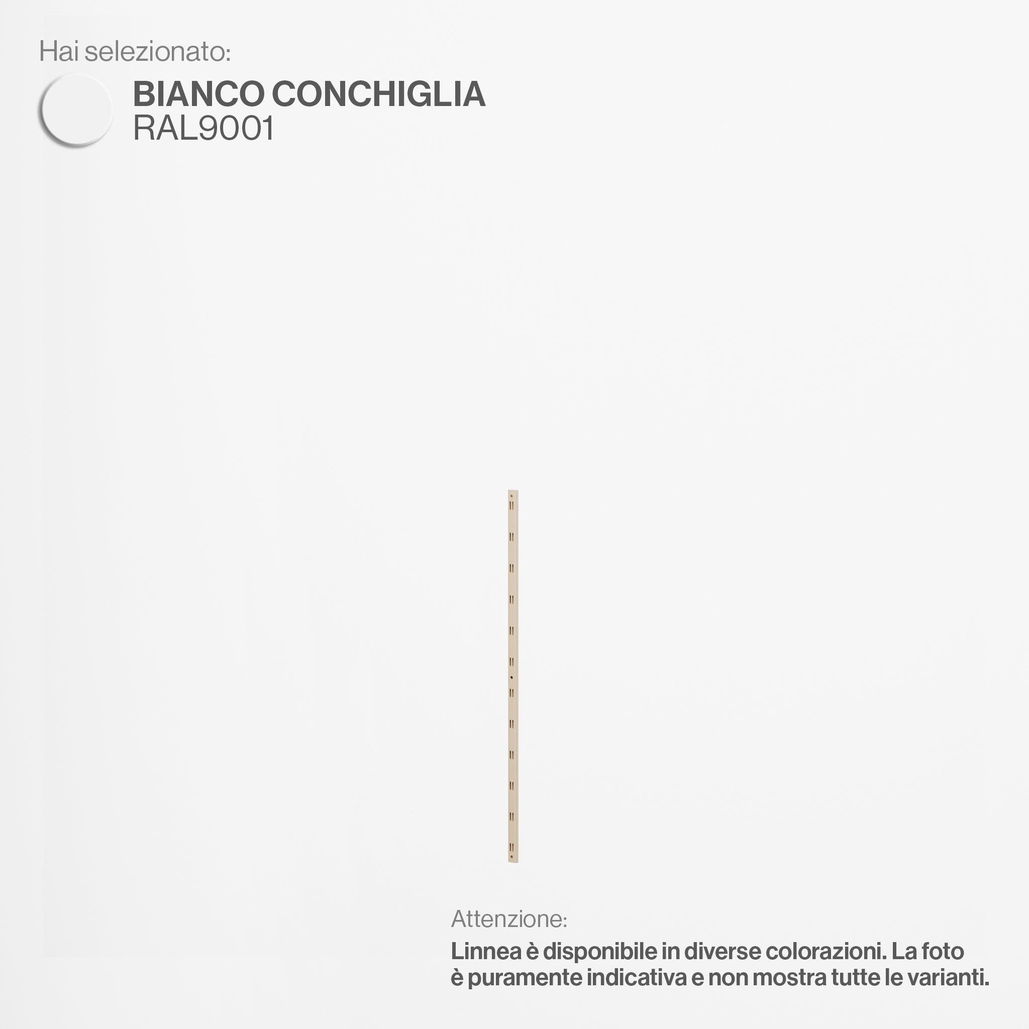 Linnea - Elemento Montante Cremagliera - Lunghezza 96 cm - Bianco Conchiglia