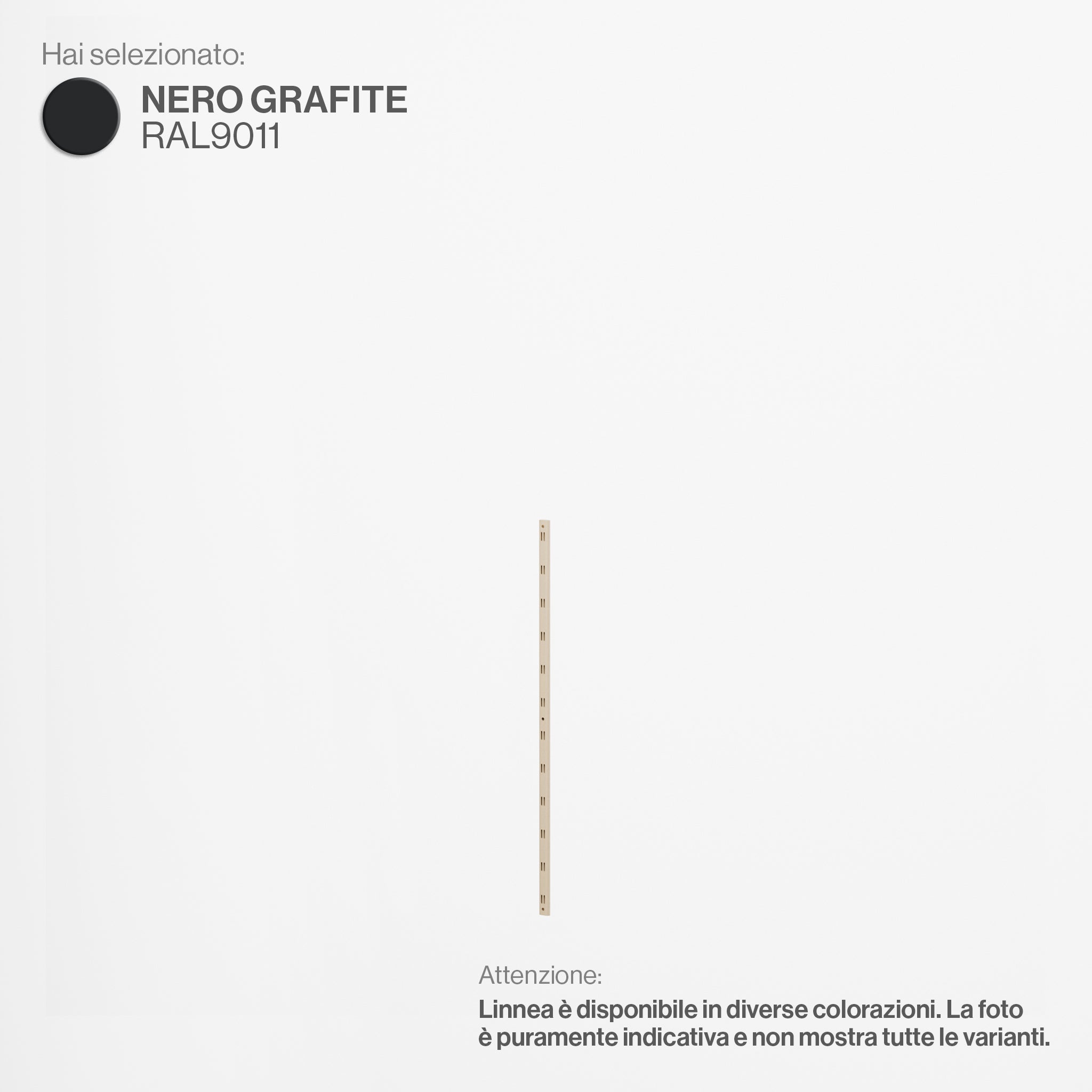 Linnea - Elemento Montante Cremagliera - Lunghezza 96 cm - Nero Grafite