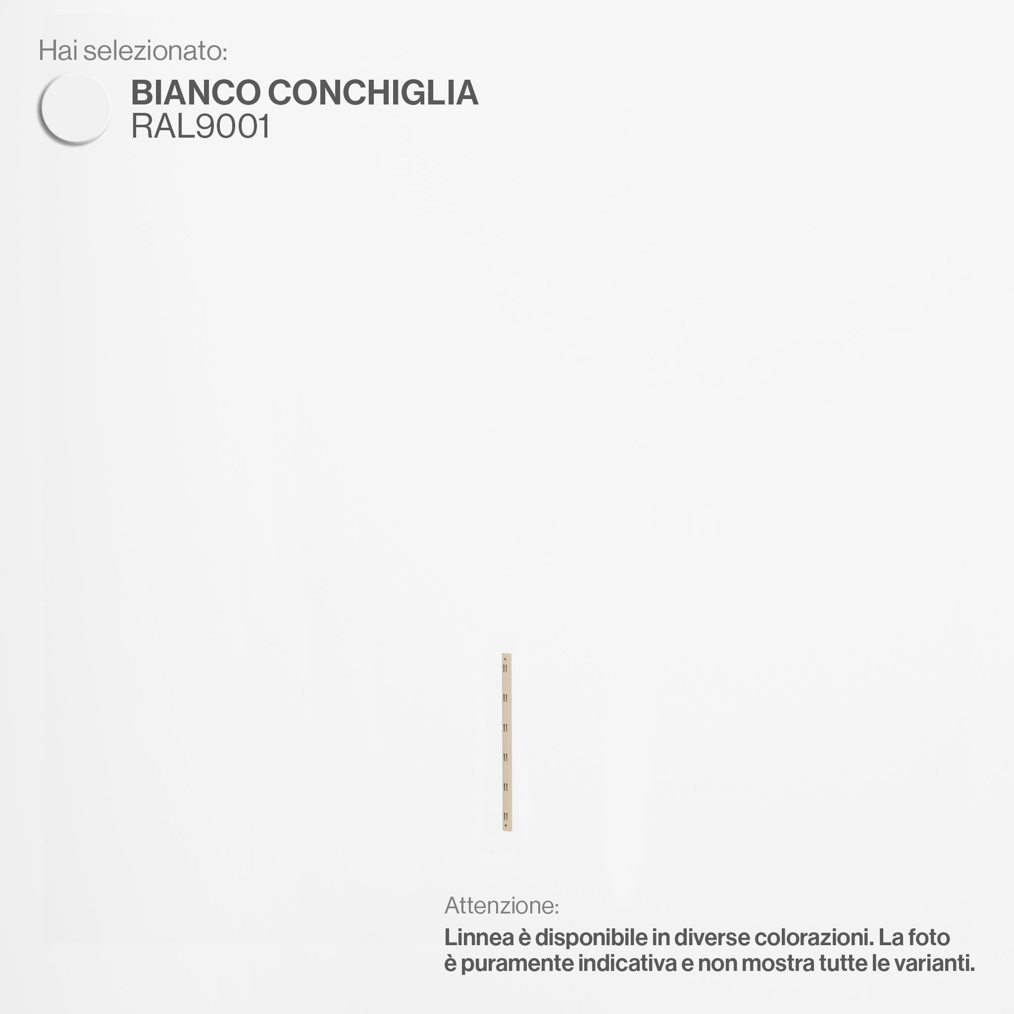 Linnea - Elemento Montante Cremagliera - Lunghezza 48 cm - Bianco Conchiglia