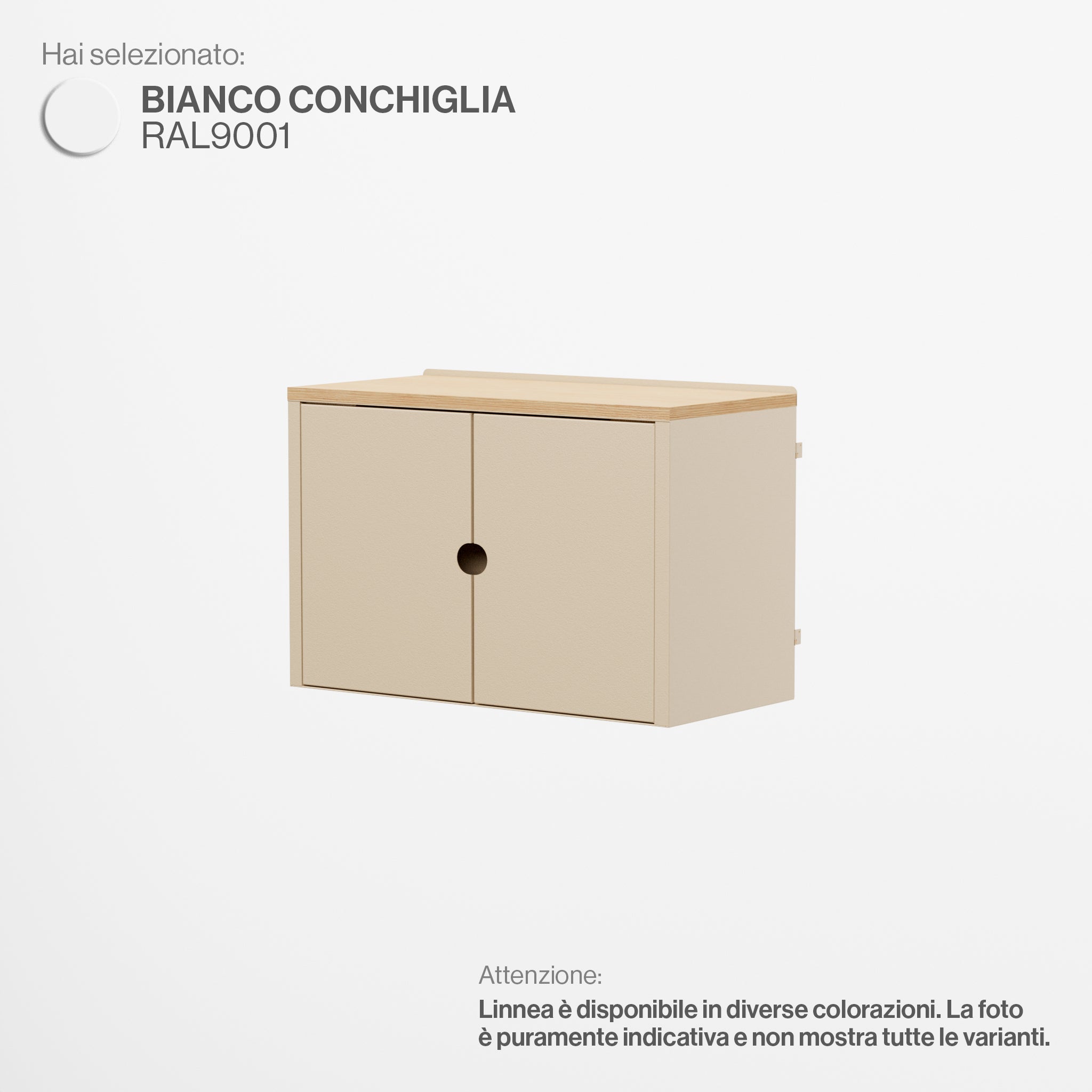 Linnea - Modulo Contenitore Appeso con Ante, Larghezza 60 cm - Bianco Conchiglia
