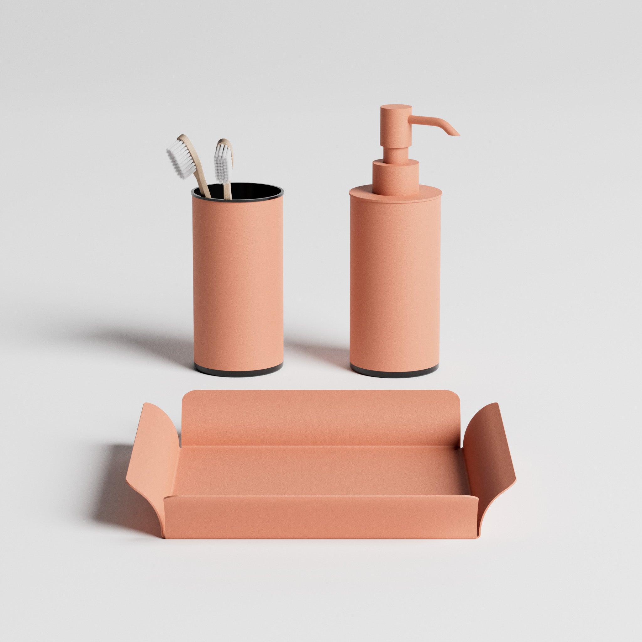 Kit bagno con vassoio - vassoio Riva · dispenser Clelia · bicchiere Divo