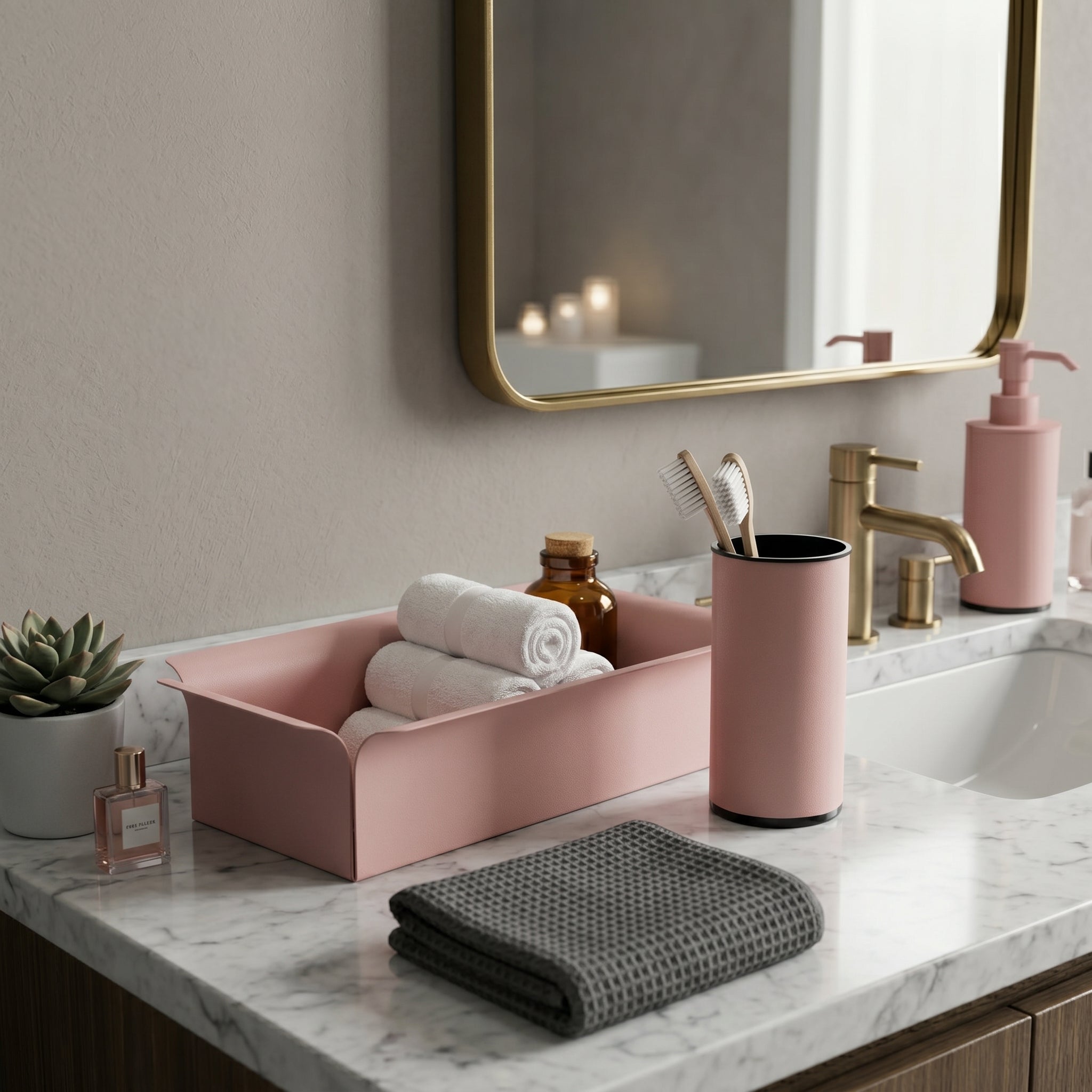 Kit bagno con organizer - organizer Rio · dispenser Clelia · bicchiere Divo