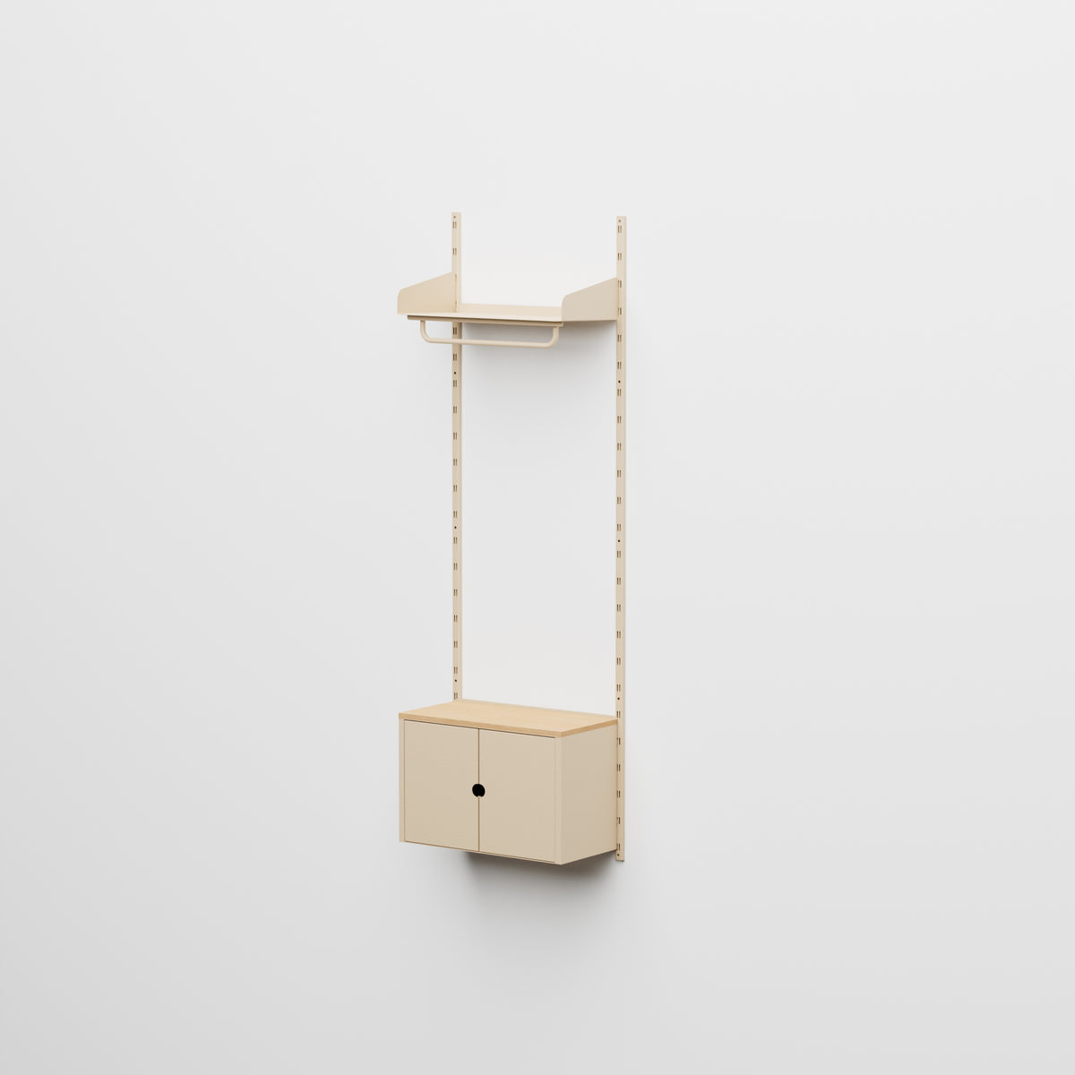 Linnea - Système modulaire mural avec barre porte-manteaux et module de rangement, travée simple (largeur 60 cm) - Beige Luxor (COD01183)