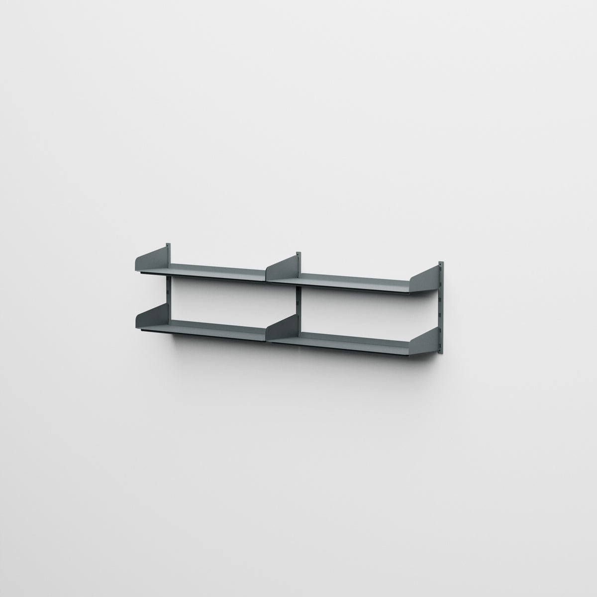 Linnea - Modulares Wandsystem mit 4 Regalböden à 90 cm, zweifeldrig - Basaltgrau (RAL7012)