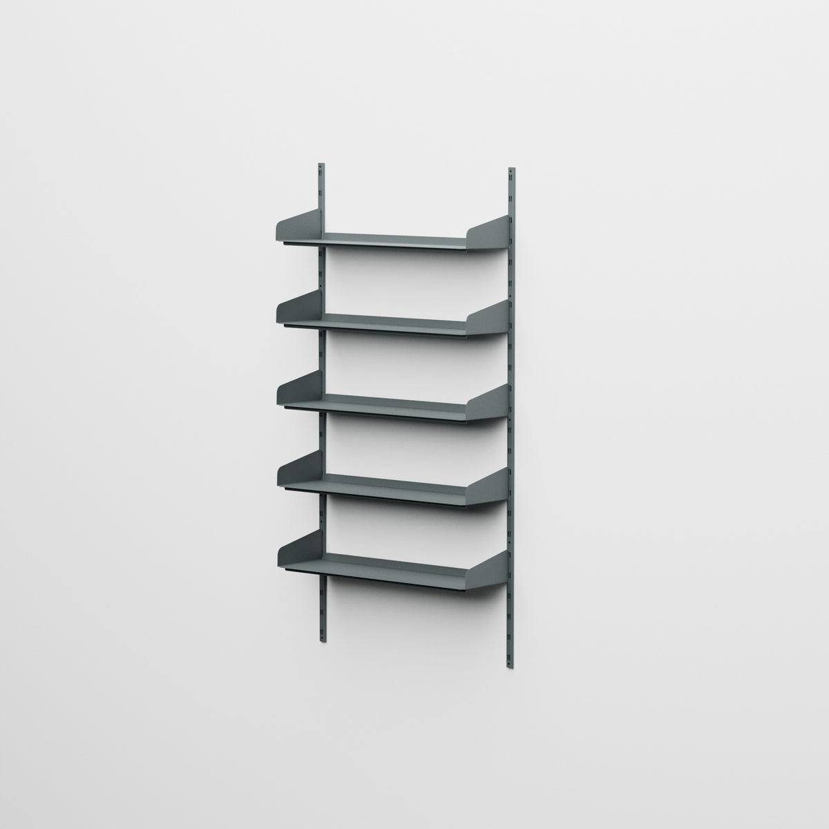 Linnea - Sistema modular de pared con 5 estantes de 90 cm, módulo único - Gris basalto (RAL7012)