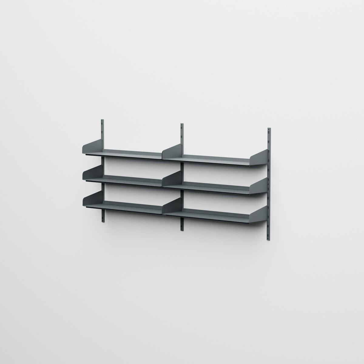 Linnea - Sistema modular de pared con 6 estantes de 90 cm, tramo doble - Gris Basalto (RAL7012)