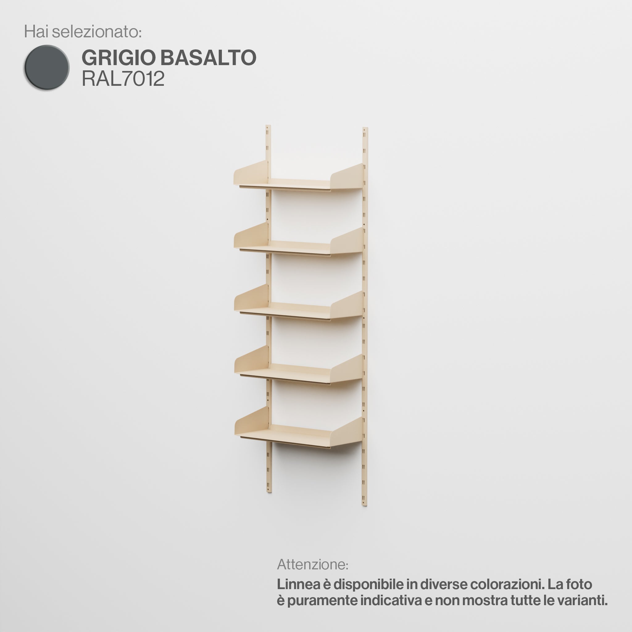 Linnea – Modulares Wandsystem (5 x 60 cm Regale, Einzelspannweite) – Basaltgrau (RAL7012)