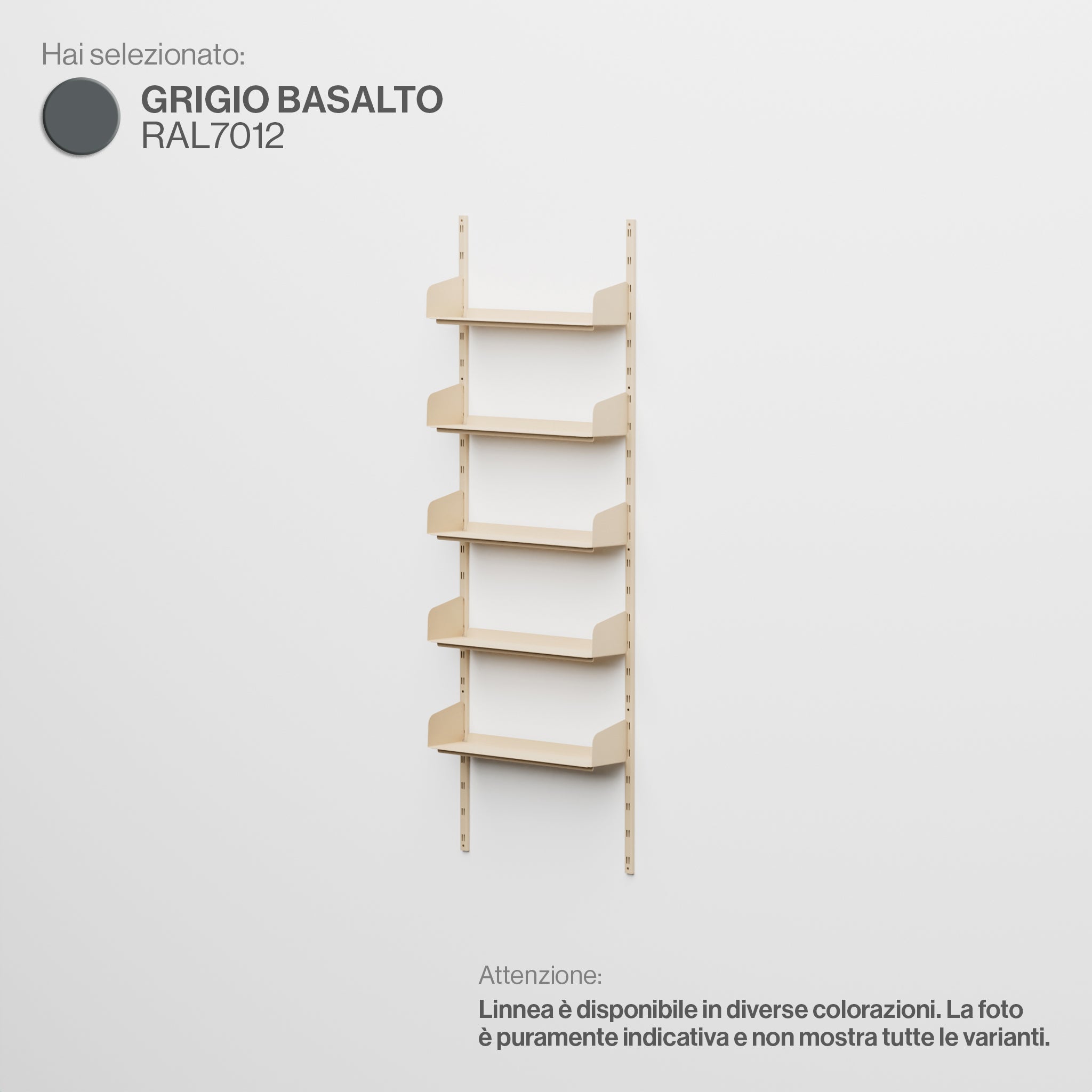 Linnea – Modulares Wandsystem (5 x 60 cm Regale, Einzelspannweite) – Basaltgrau (RAL7012)