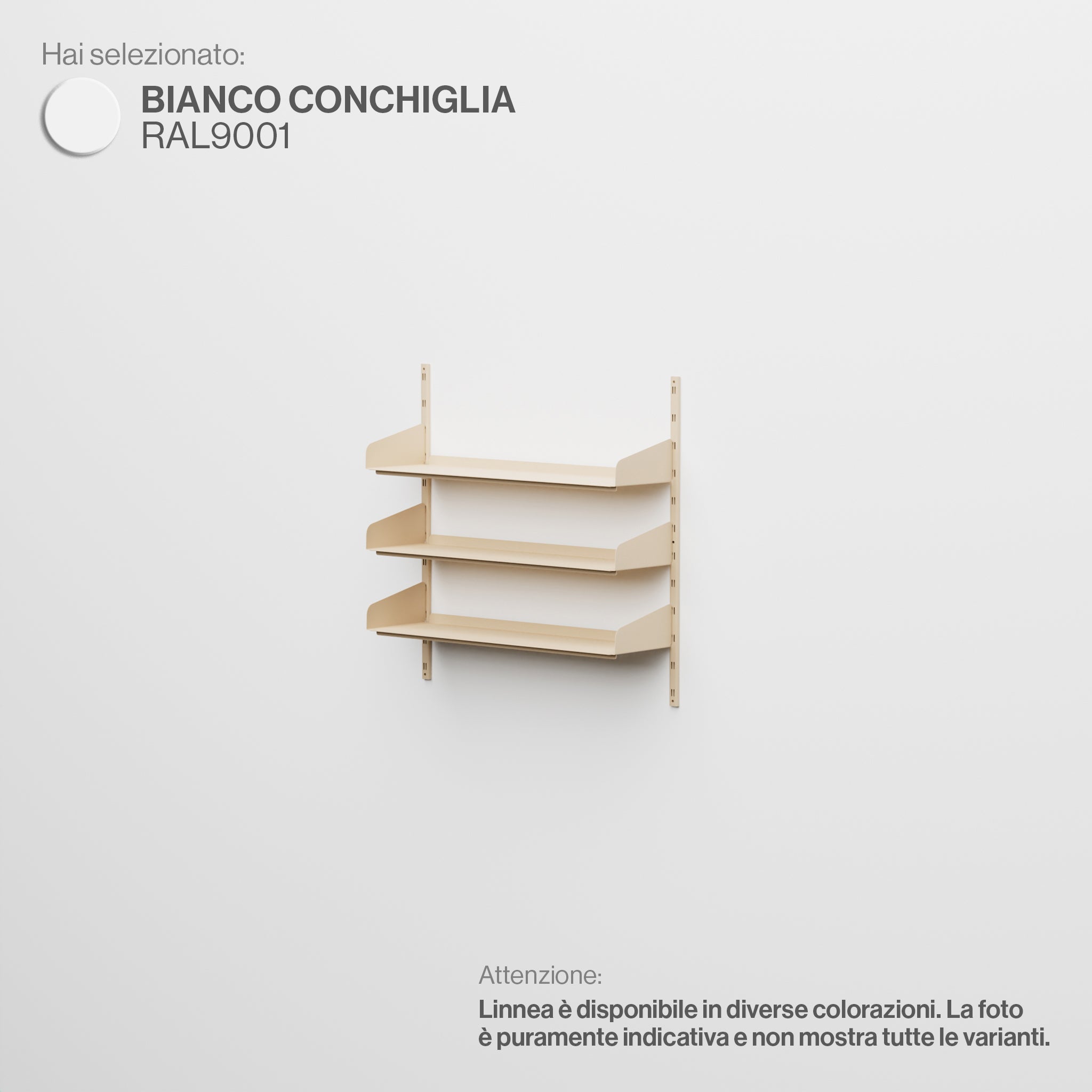 Linnea - Modular Wall System (3 x 90cm Shelves, Single Span) - Shell White (RAL9001)