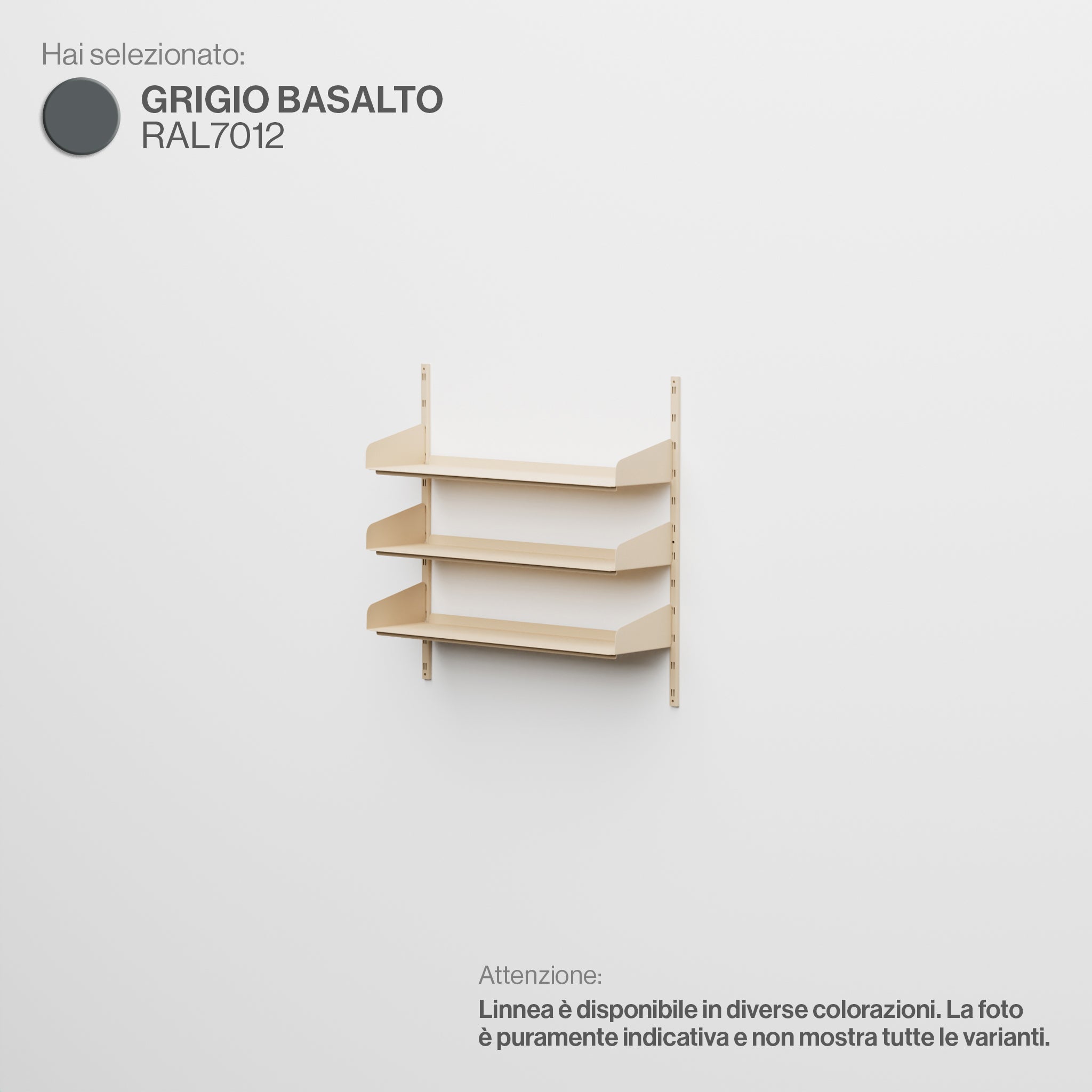 Linnea - Modular Wall System (3 x 90cm Shelves, Single Span) - Basalt Grey (RAL7012)