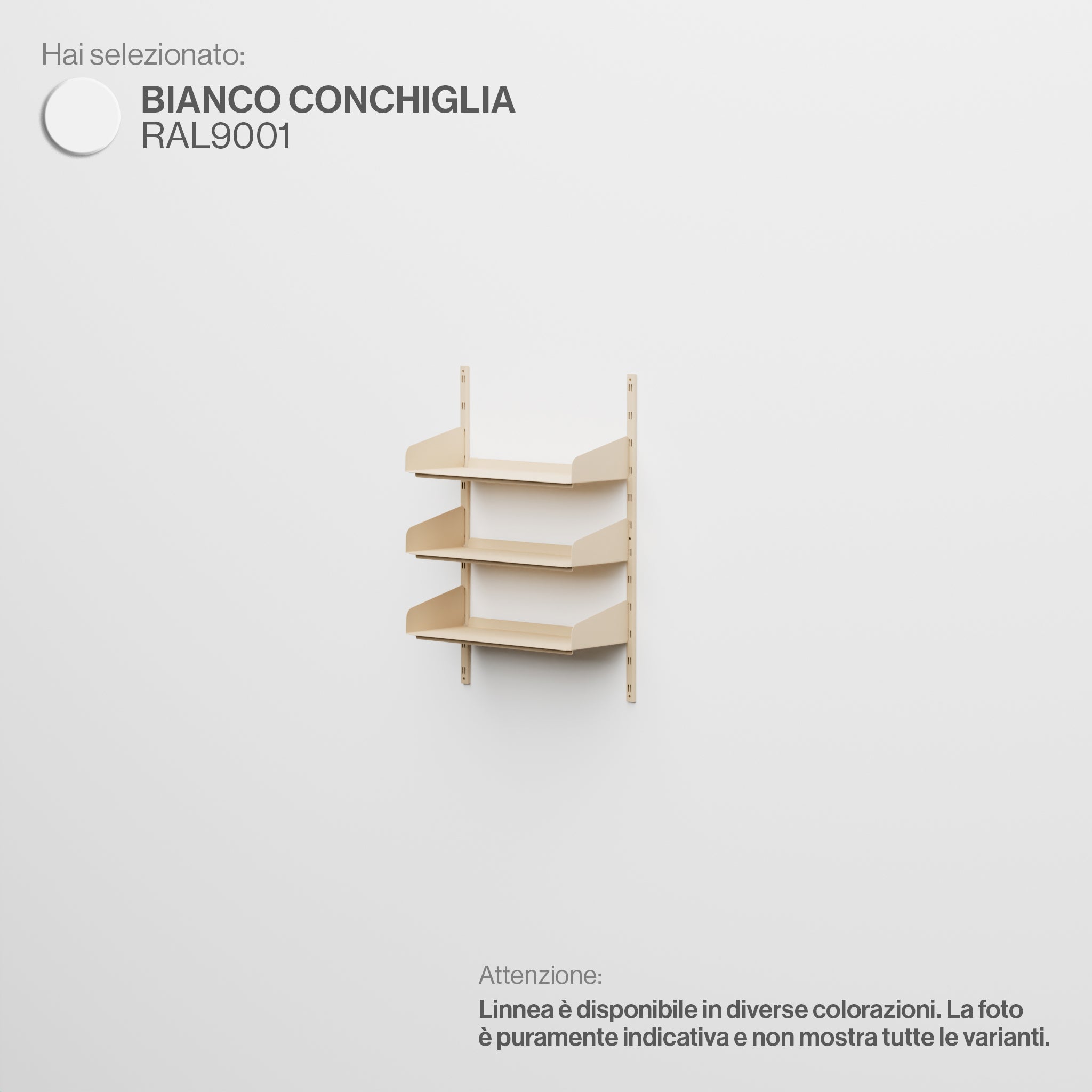 Linnea - Modular Wall System (3 x 60cm Shelves, Single Span) - Shell White (RAL9001)