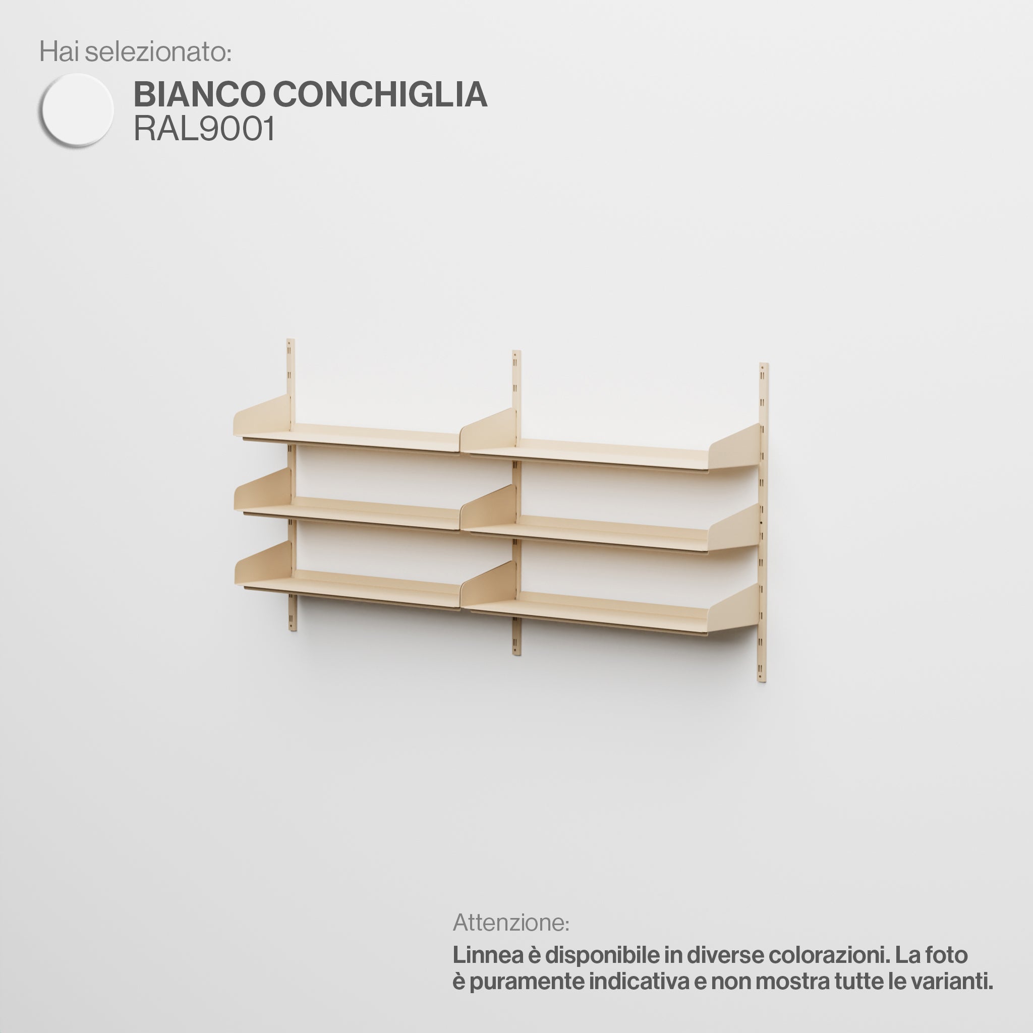Linnea - Modular Wall System (3 x 90cm Shelves, Double Span) - Shell White (RAL9001)