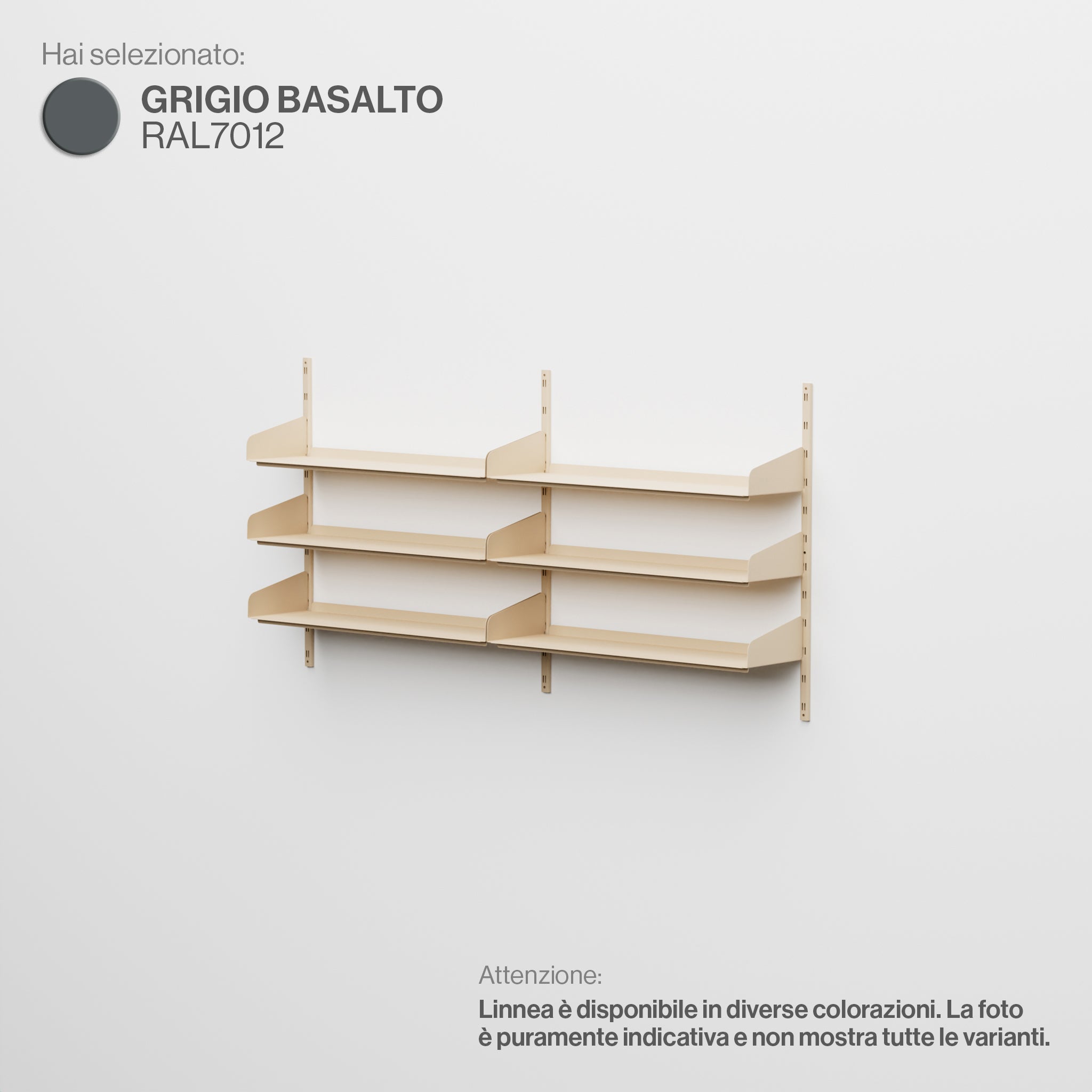 Linnea - Modular Wall System (3 x 90cm Shelves, Double Span) - Basalt Grey (RAL7012)