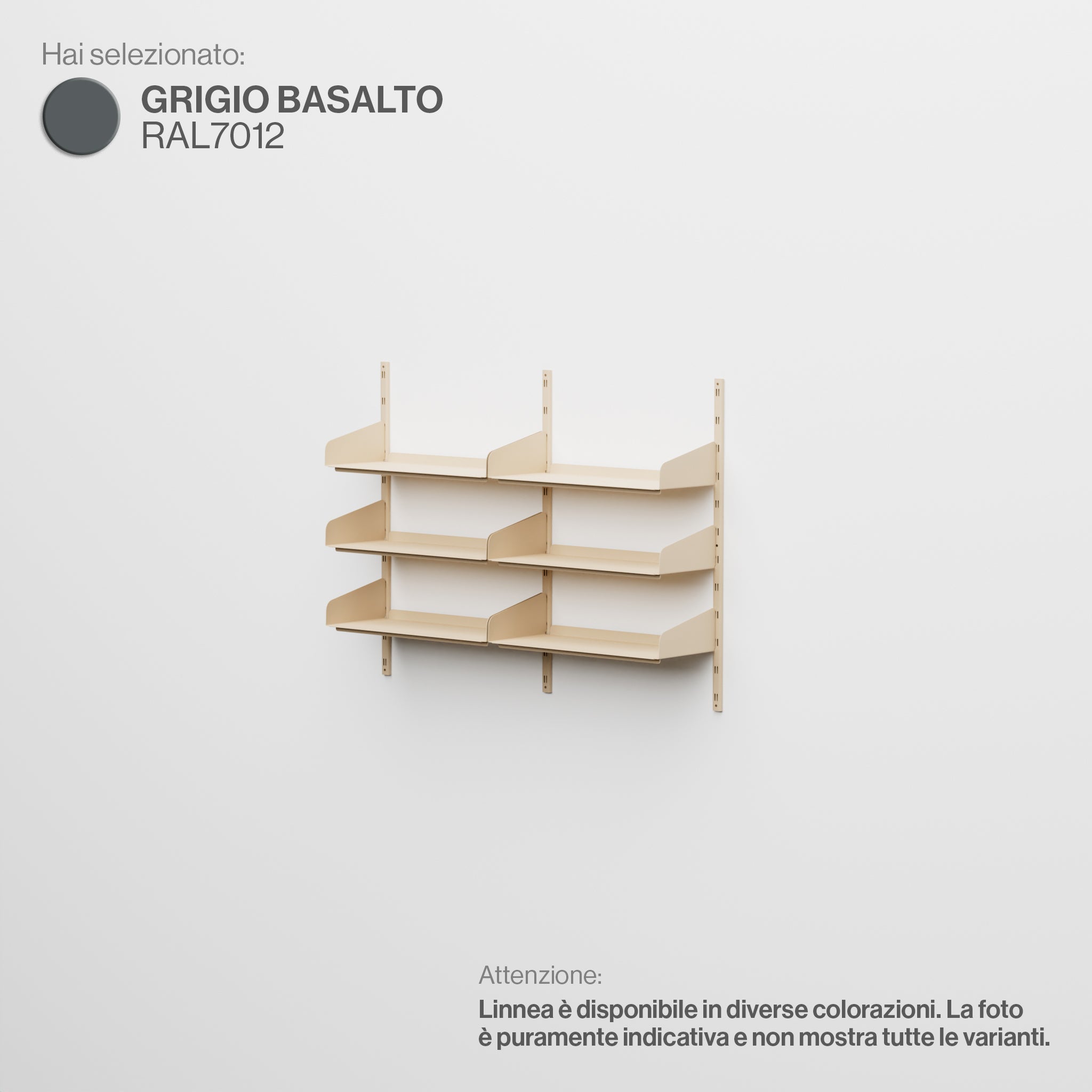 Linnea - Modular Wall System (3 x 60cm Shelves, Double Span) - Basalt Grey (RAL7012)