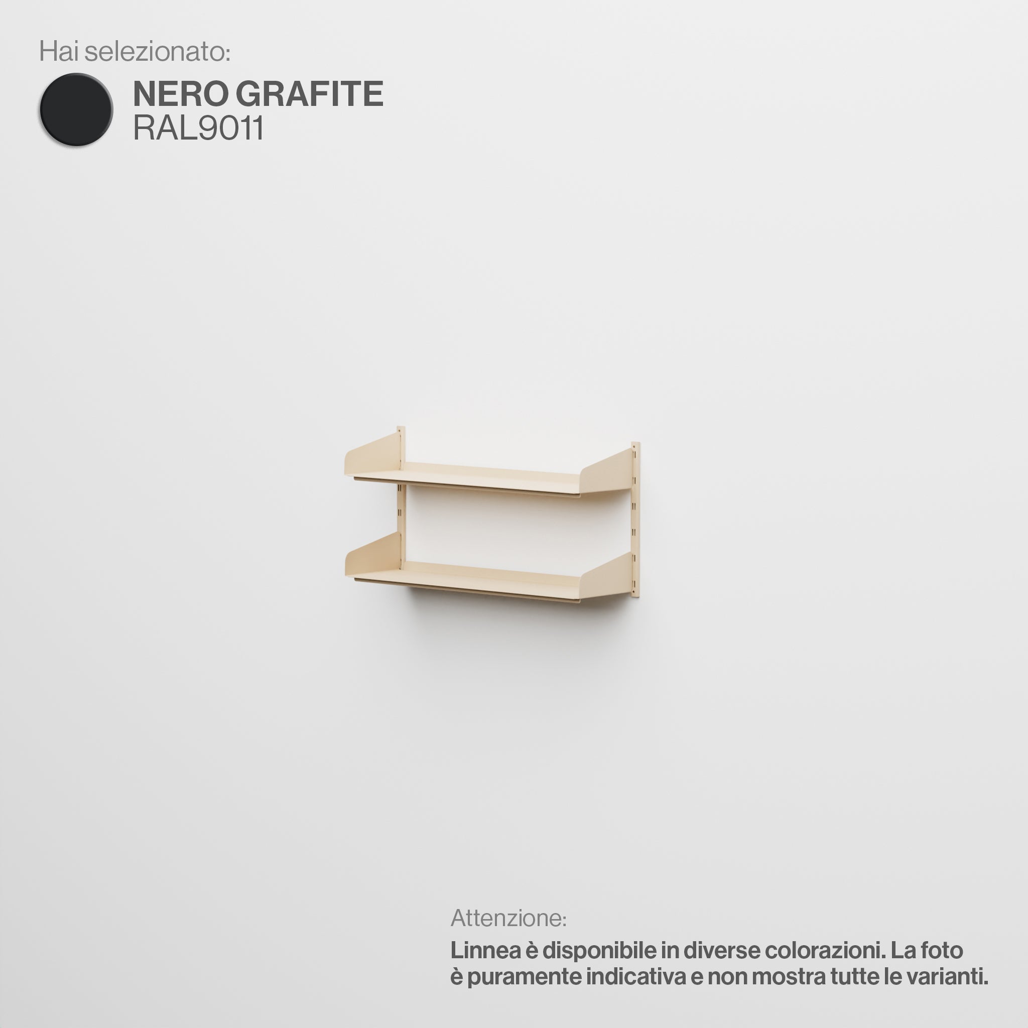 Linnea – Modulares Wandsystem (2 x 90 cm Regale, Einzelspannweite) – Graphitschwarz (RAL9011)