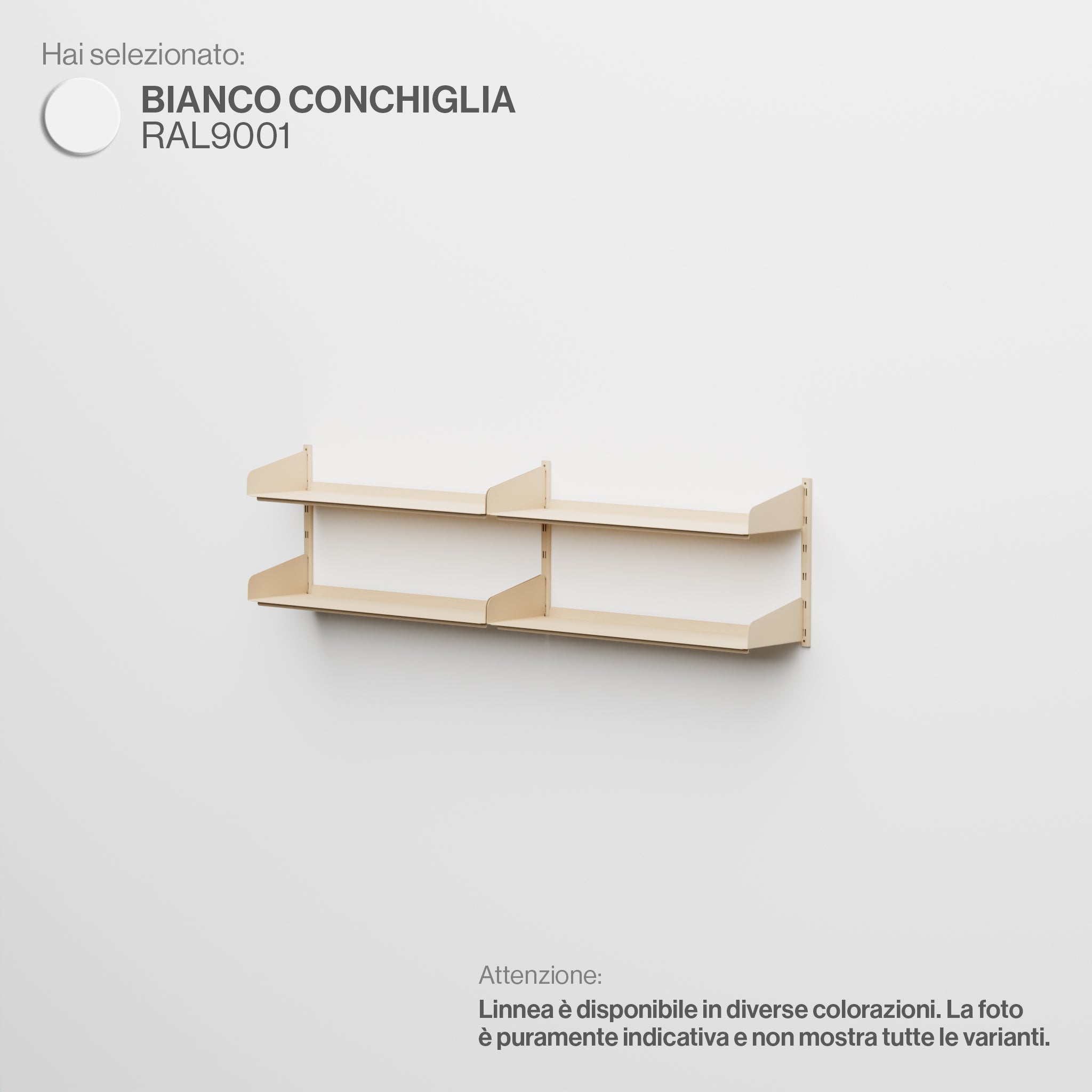 Linnea - Modular Wall System (2 x 90cm Shelves, Double Span) - Shell White (RAL9001)
