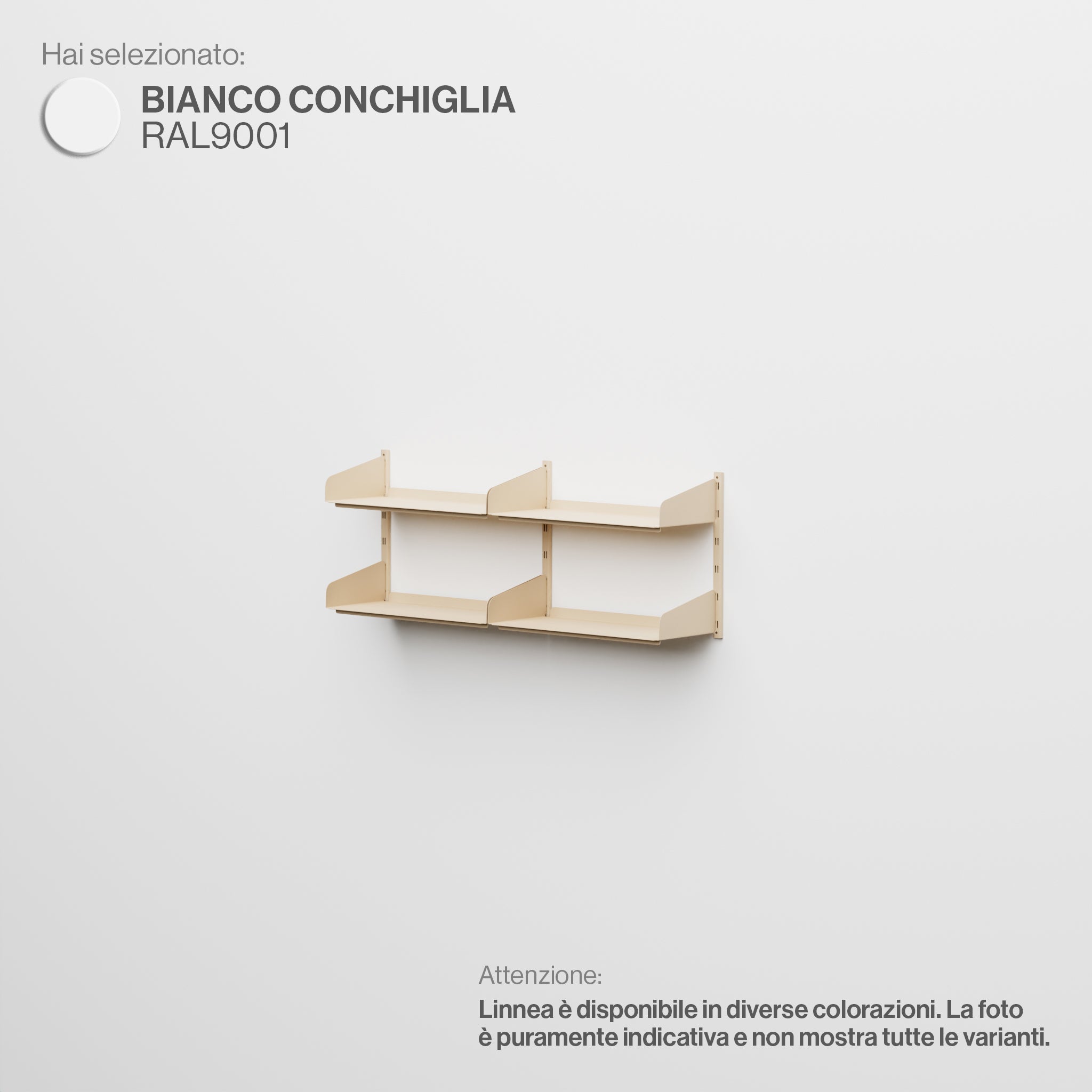 Linnea - Modular Wall System (2 x 60cm Shelves, Double Span) - Shell White (RAL9001)