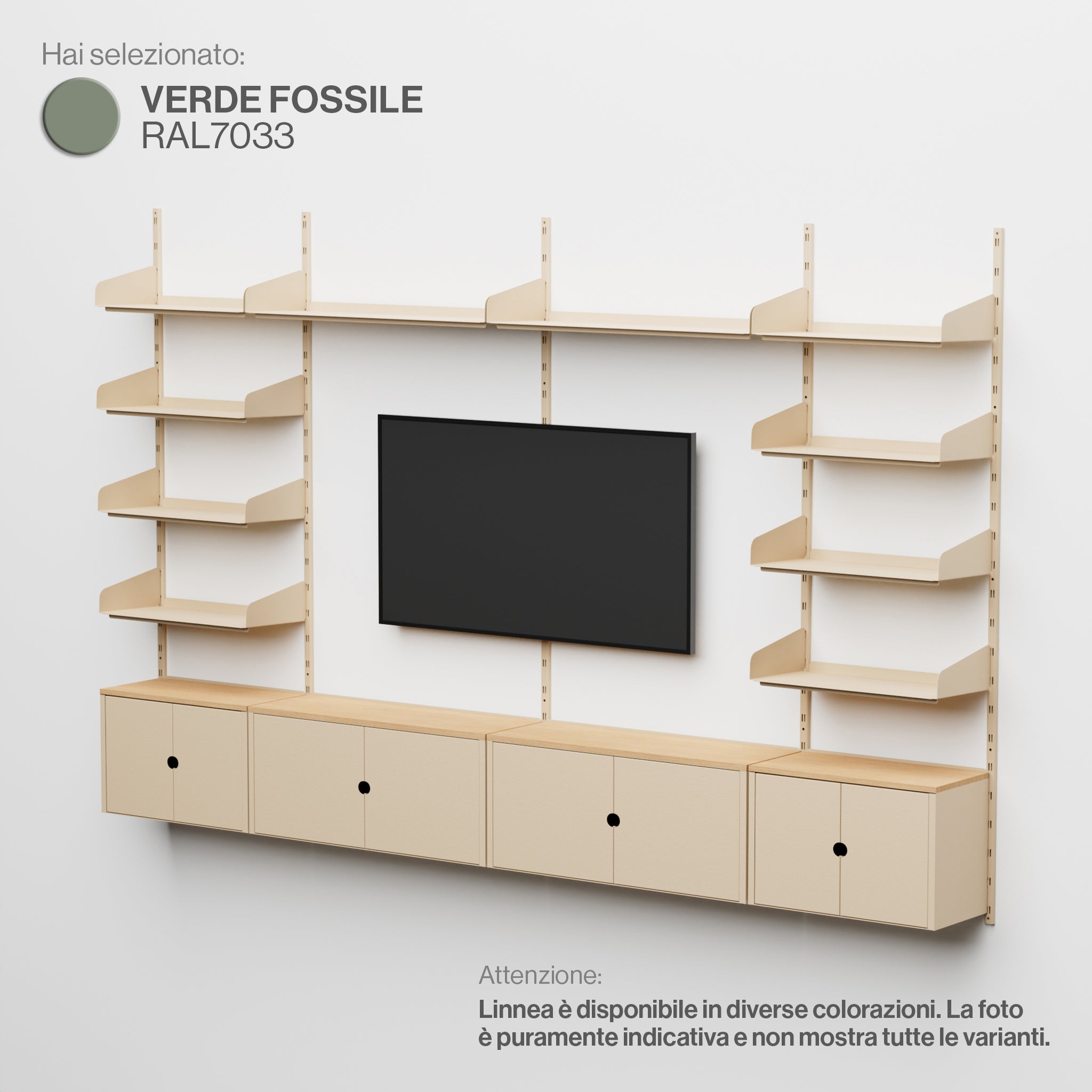 Linnea - Wall System with TV Stand - Fossil Green
