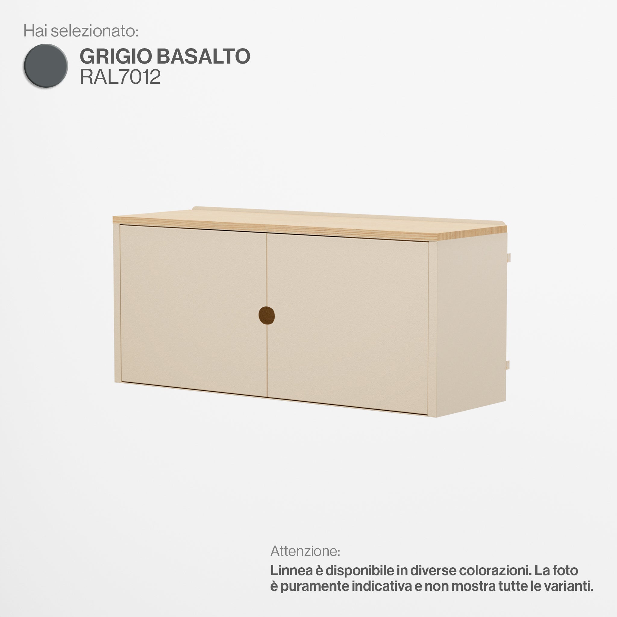 Linnea - Modulo Contenitore Appeso con Ante, Larghezza 90 cm - Grigio Basalto