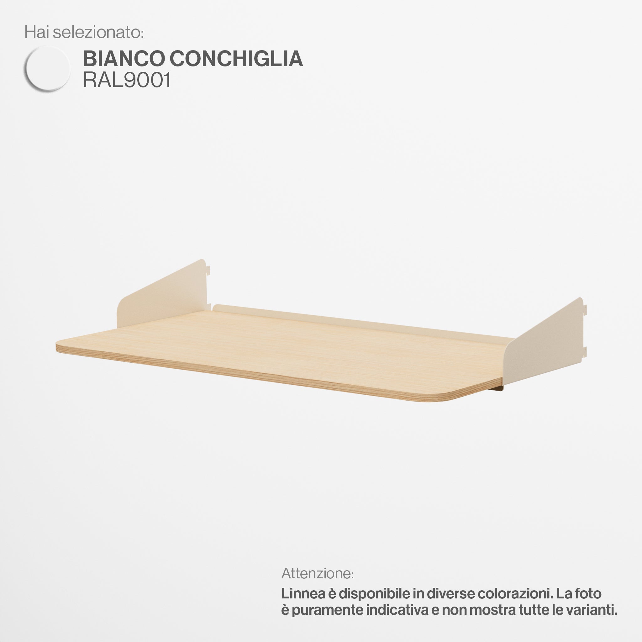 Linnea - Scrivania Sospesa - Larghezza 90 cm - Bianco Conchiglia