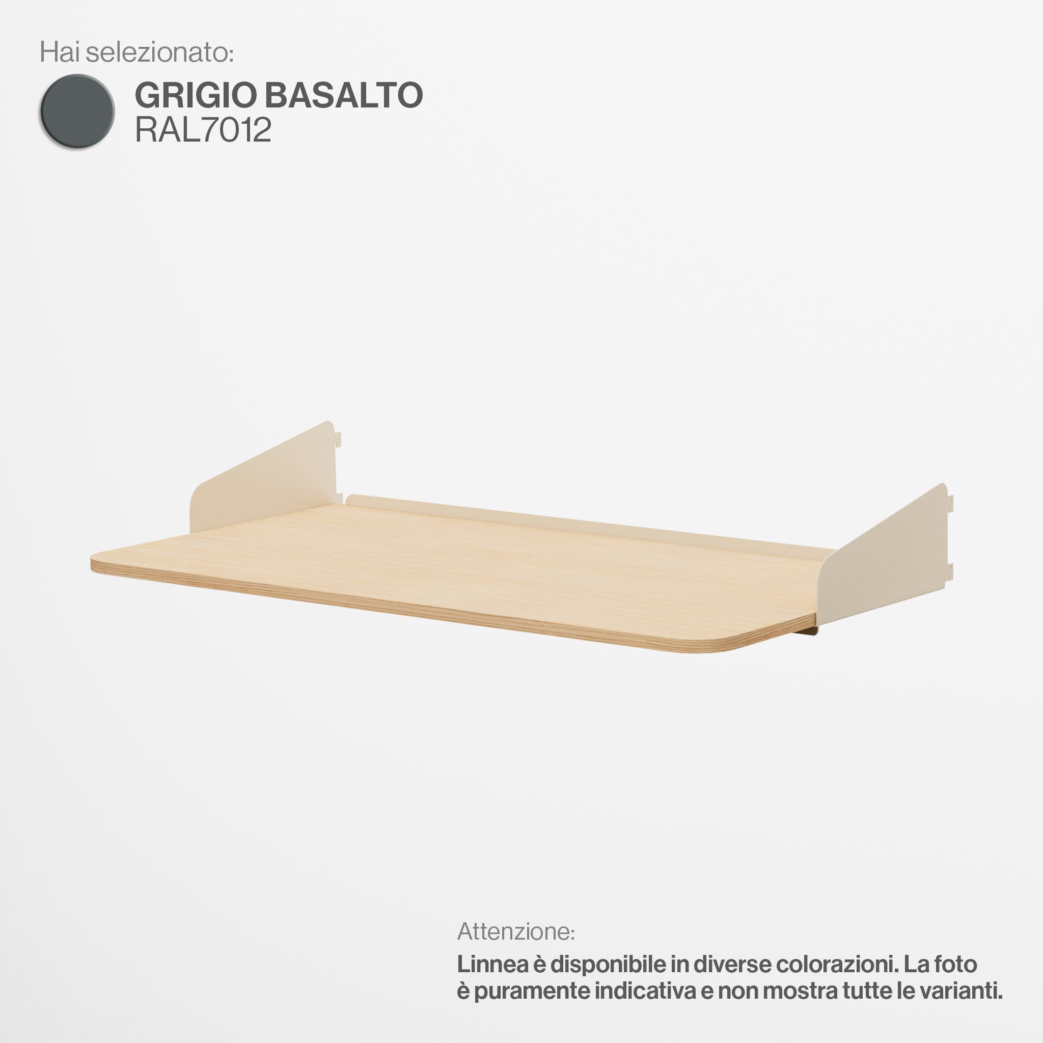 Linnea - Scrivania Sospesa - Larghezza 90 cm - Grigio Basalto